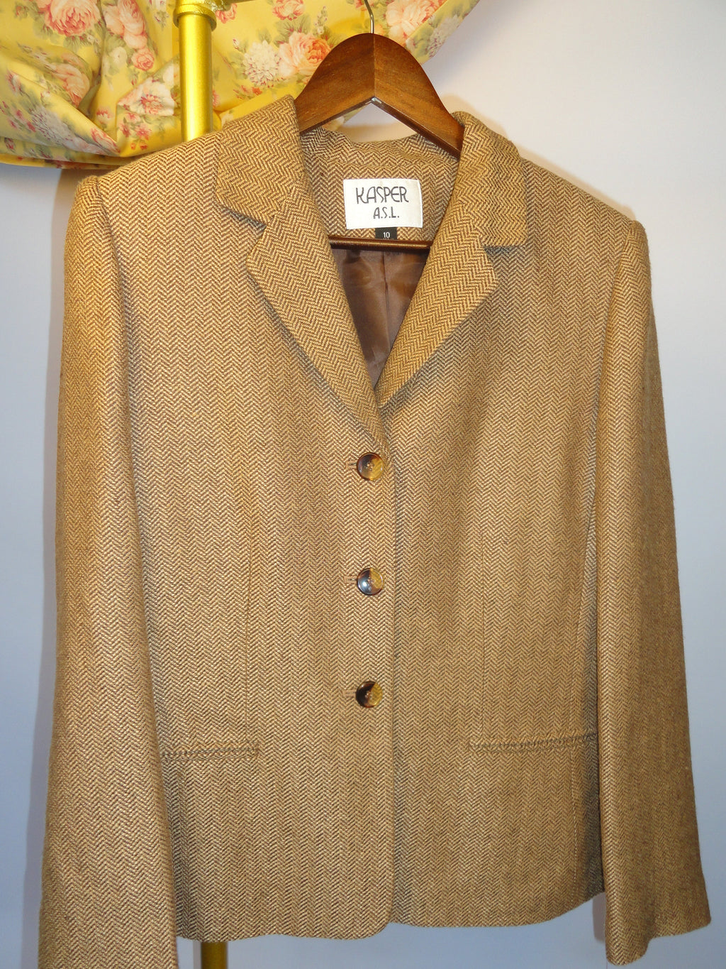 Brown & Caramel Herringbone Blazer