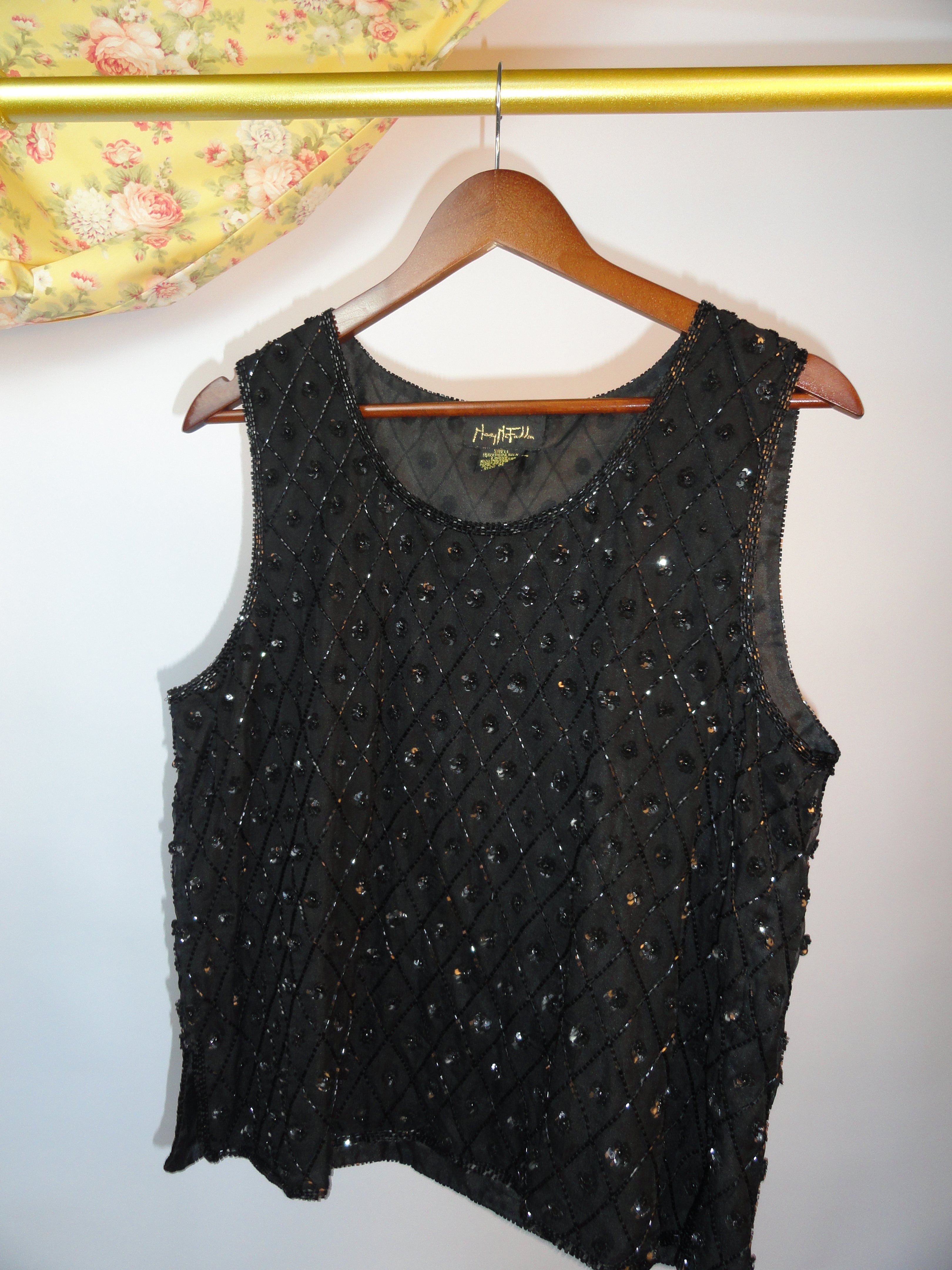 Black Beaded Tank Top