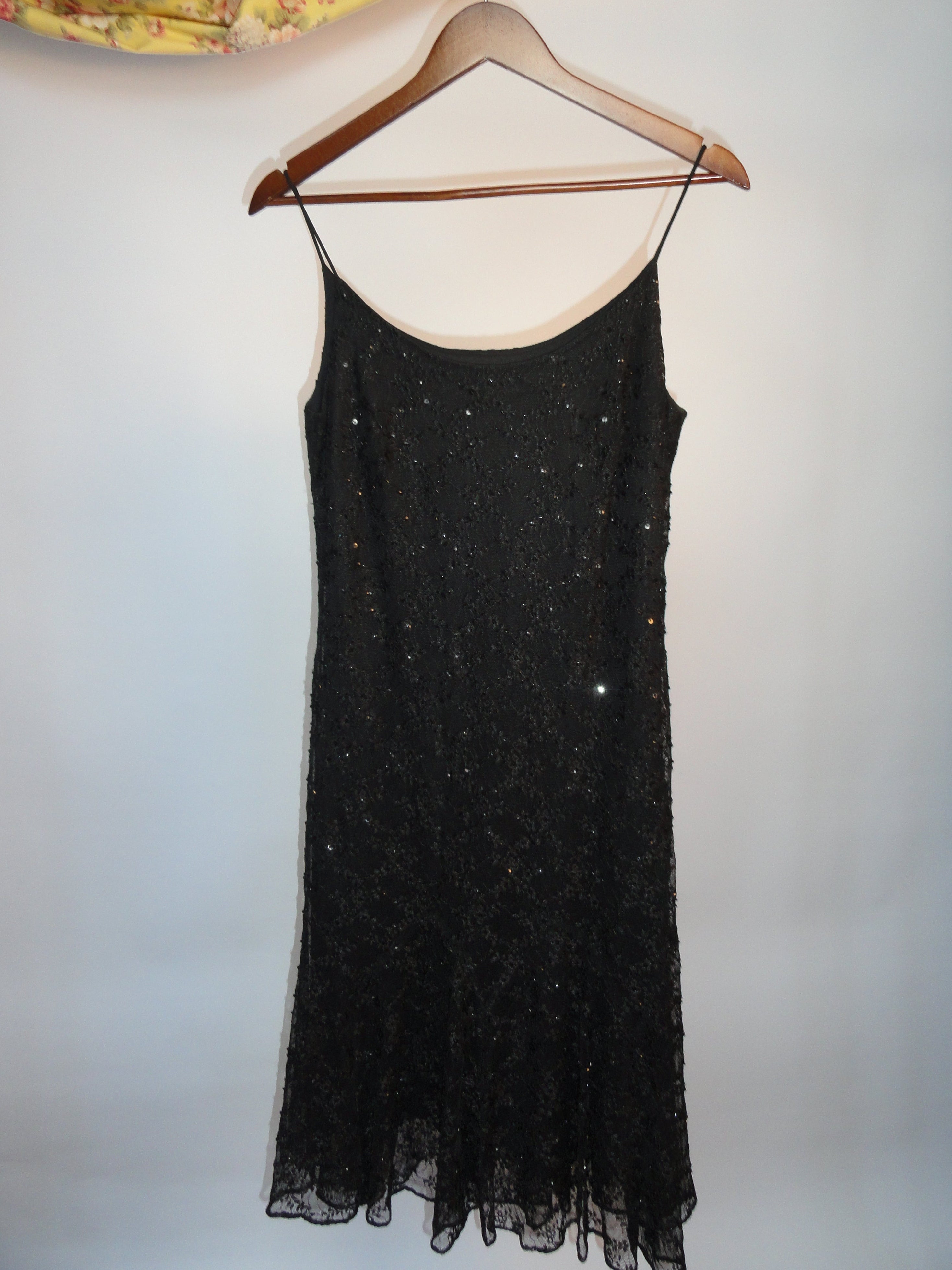 Black Lace Spaghetti Strapped Dress
