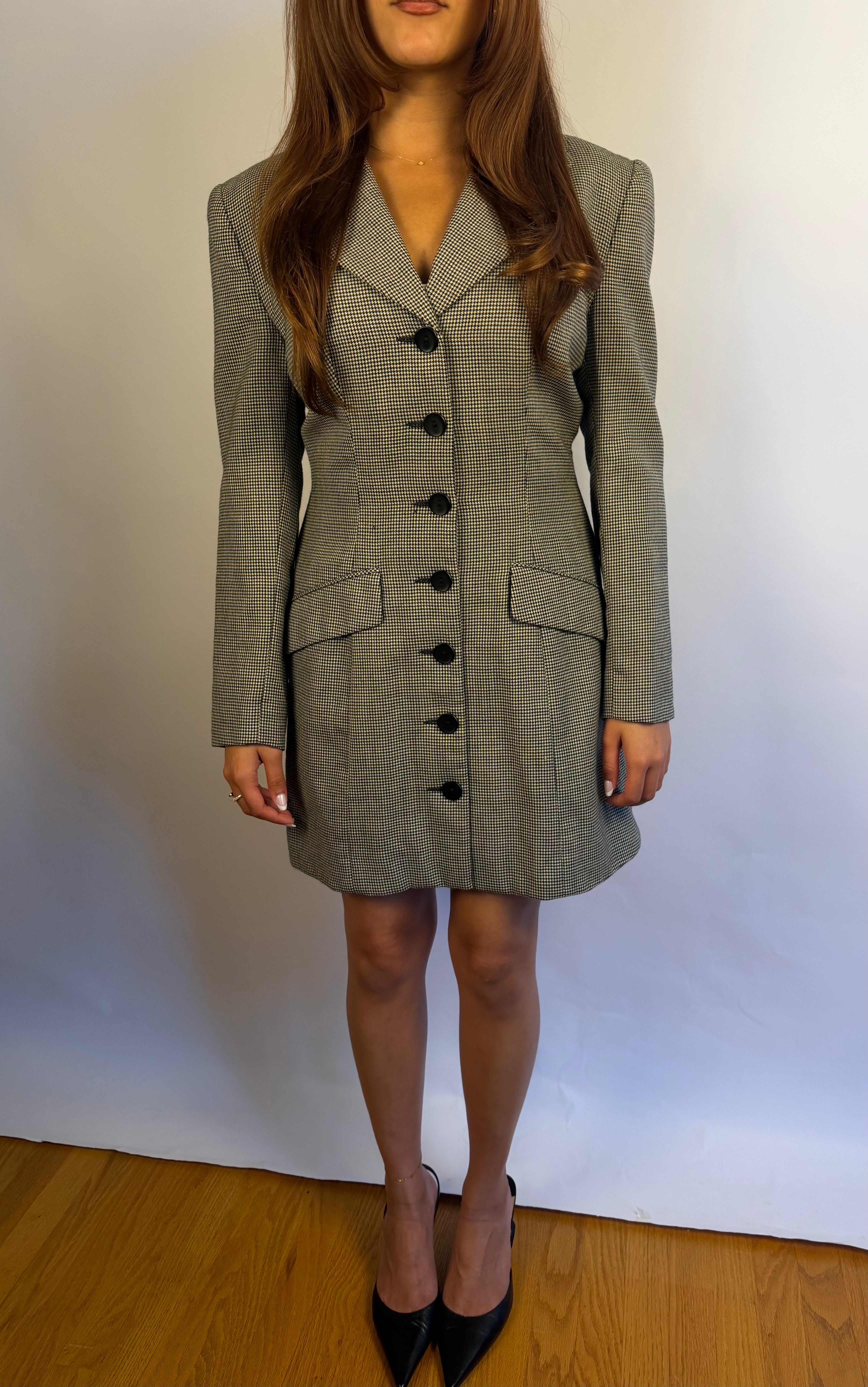 Black & White Houndstooth Blazer Dress