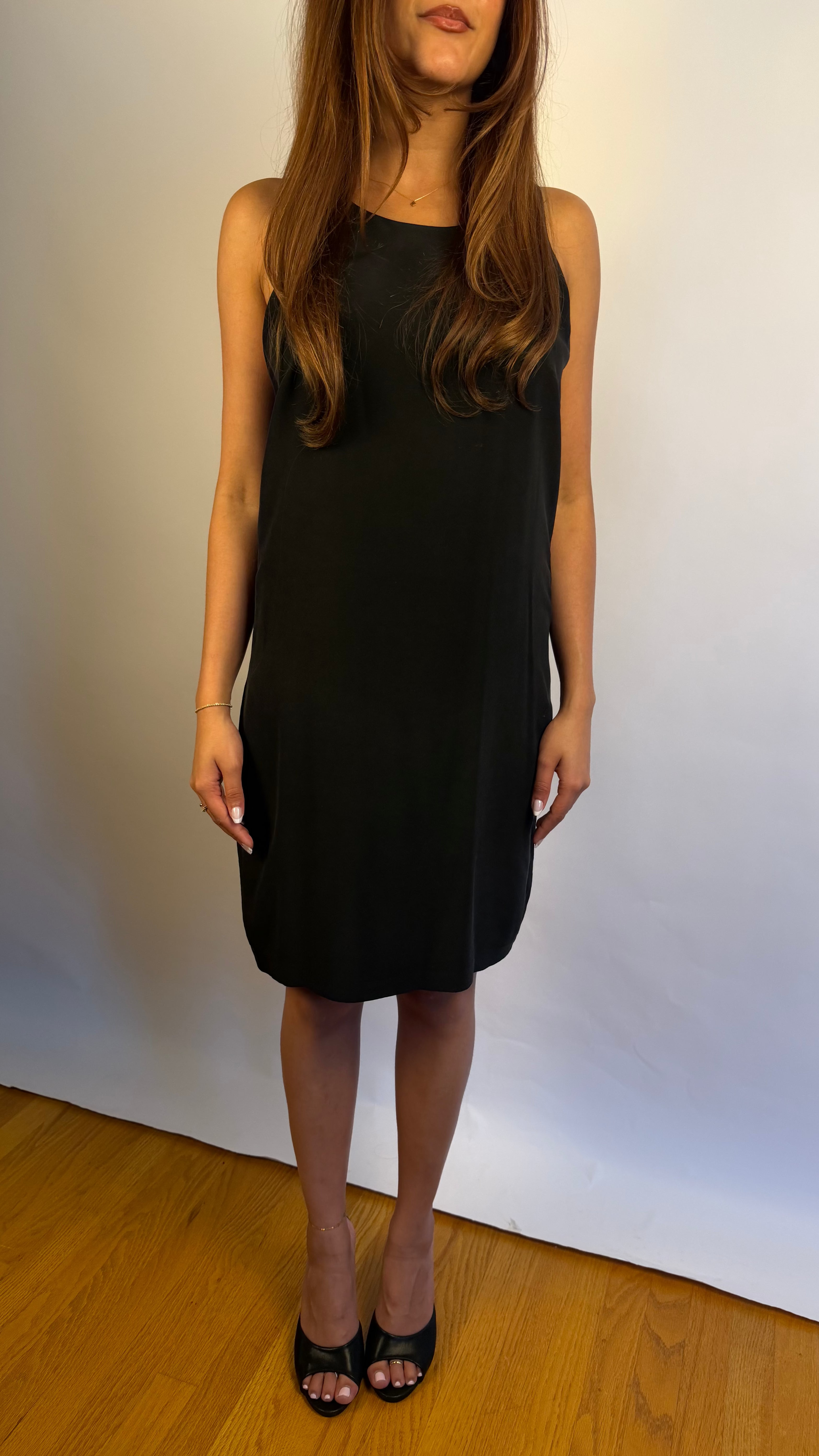Black 100% Silk Mini Dress