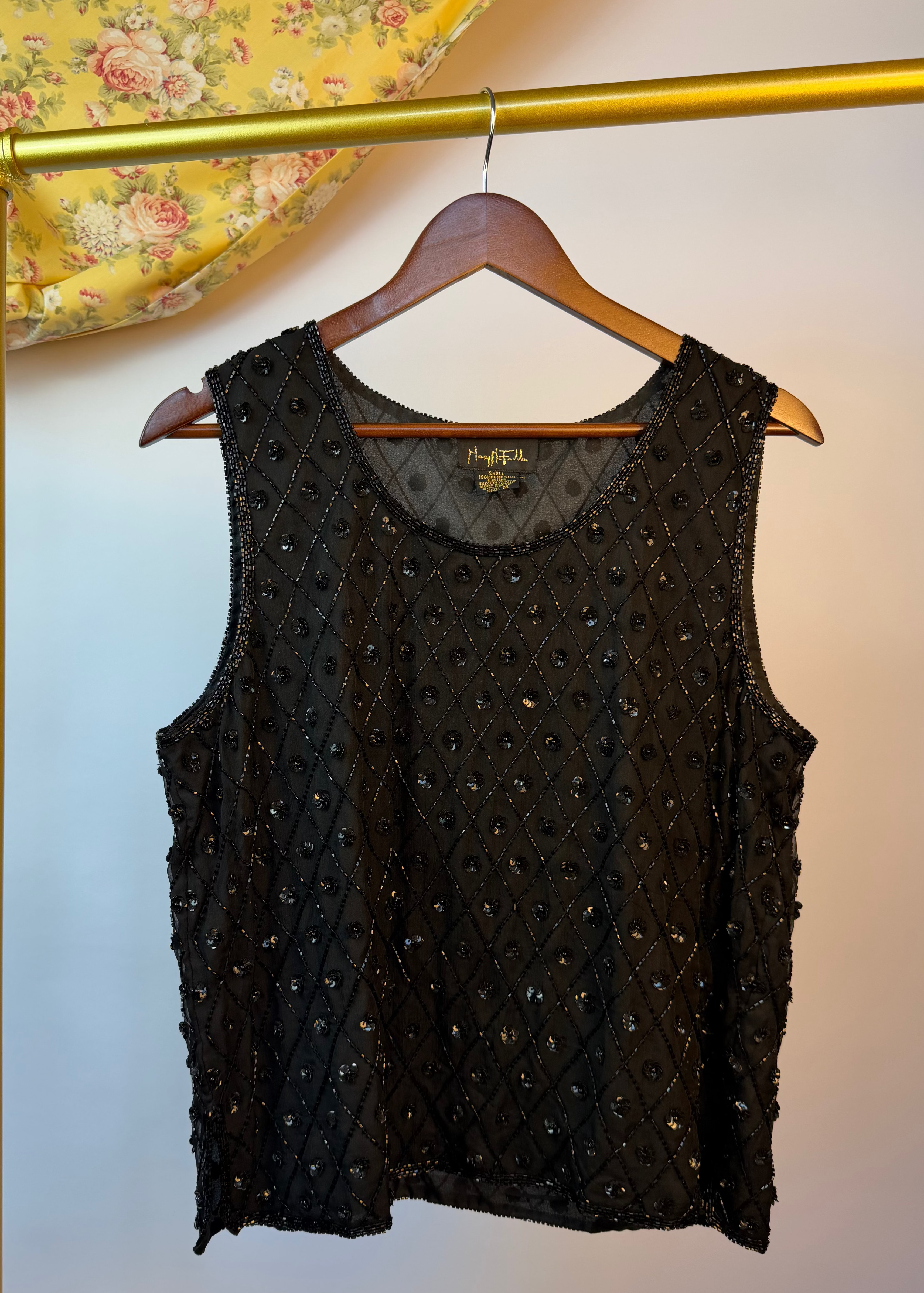 Black Beaded Tank Top