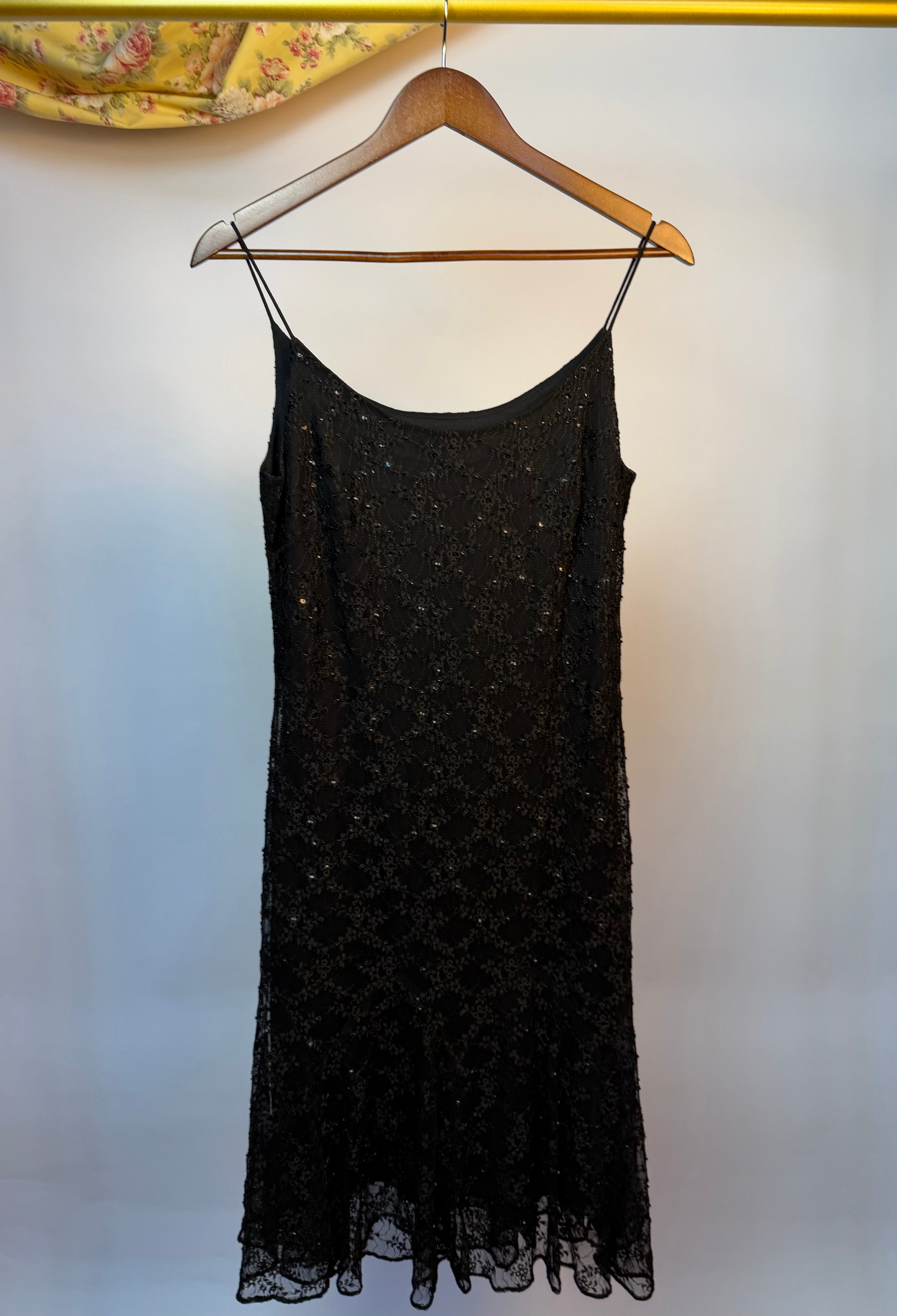 Black Lace Spaghetti Strapped Dress