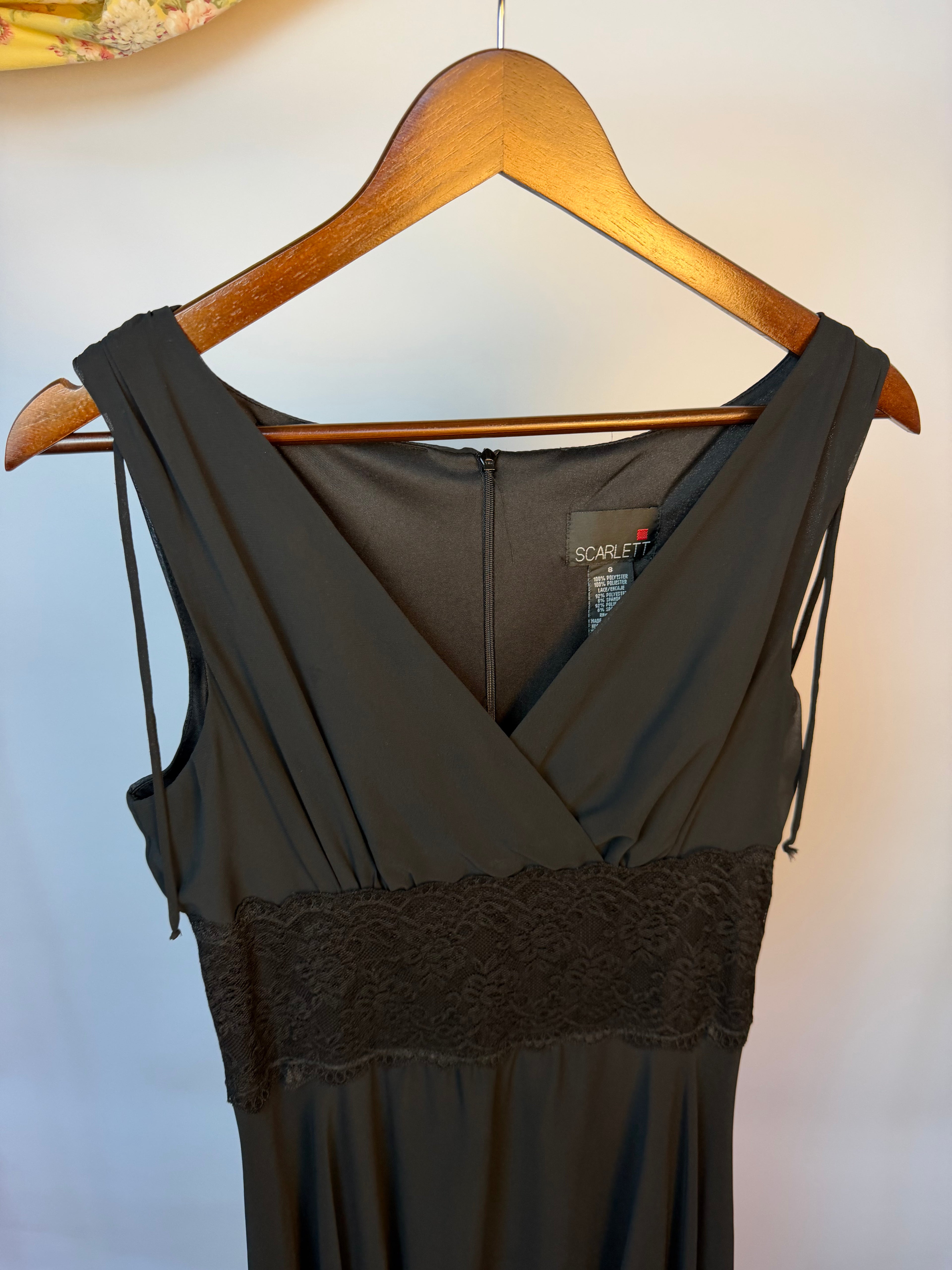 Black Lace Waist Detail Midi Dress