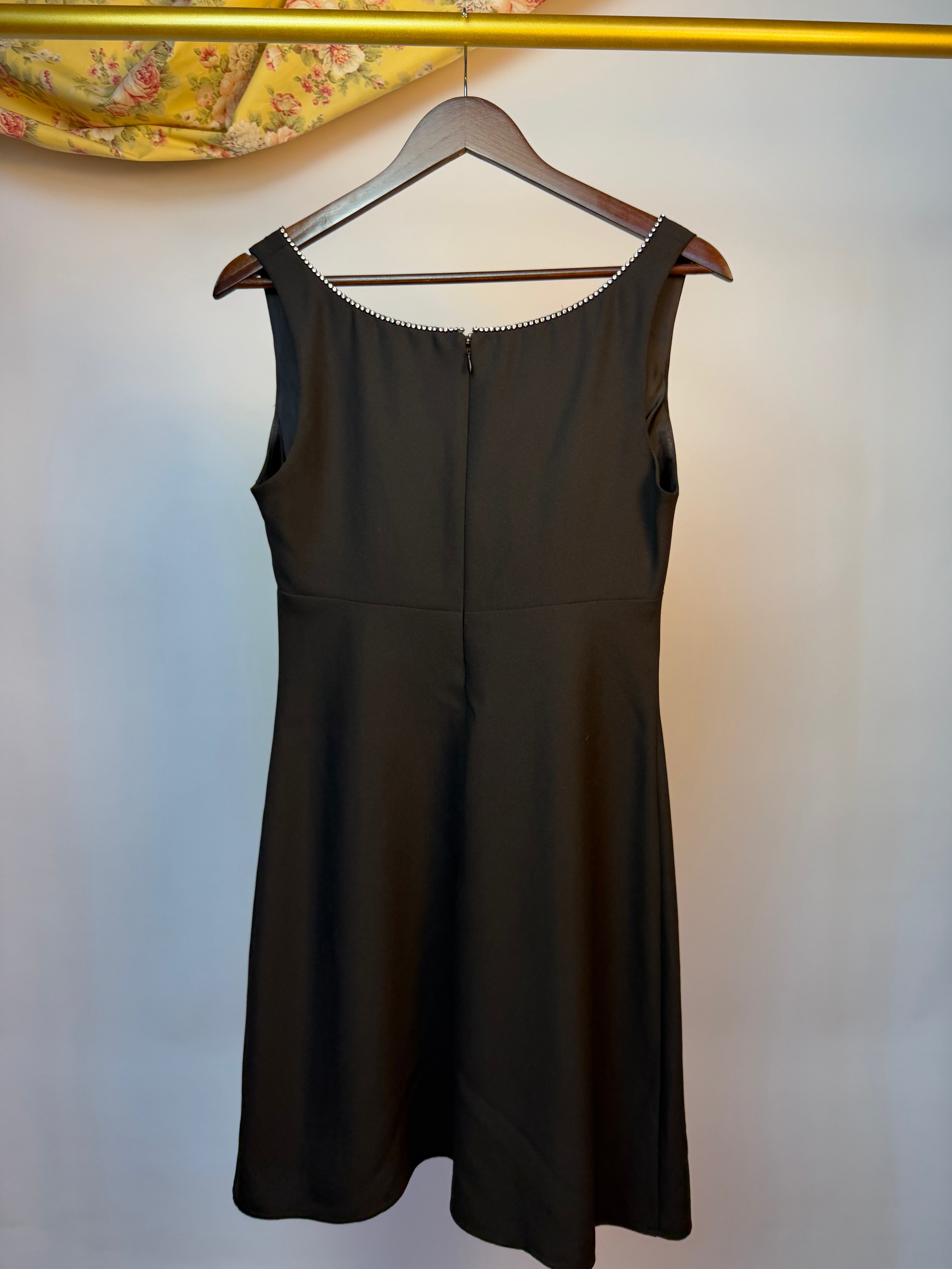 Black Mini Dress with Jeweled Neckline