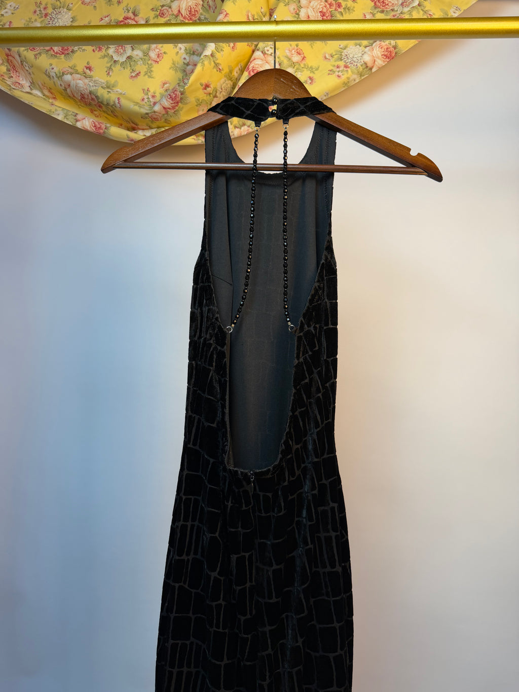 Black Crocodile-Textured Evening Dress