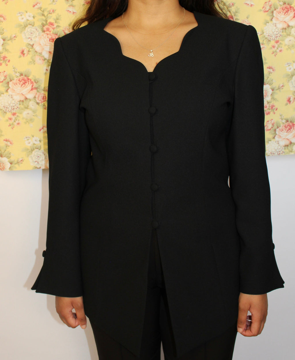 Black Frog Closure Blazer Top