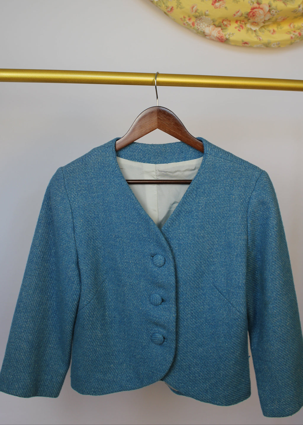 Blue Wool Cropped Blazer