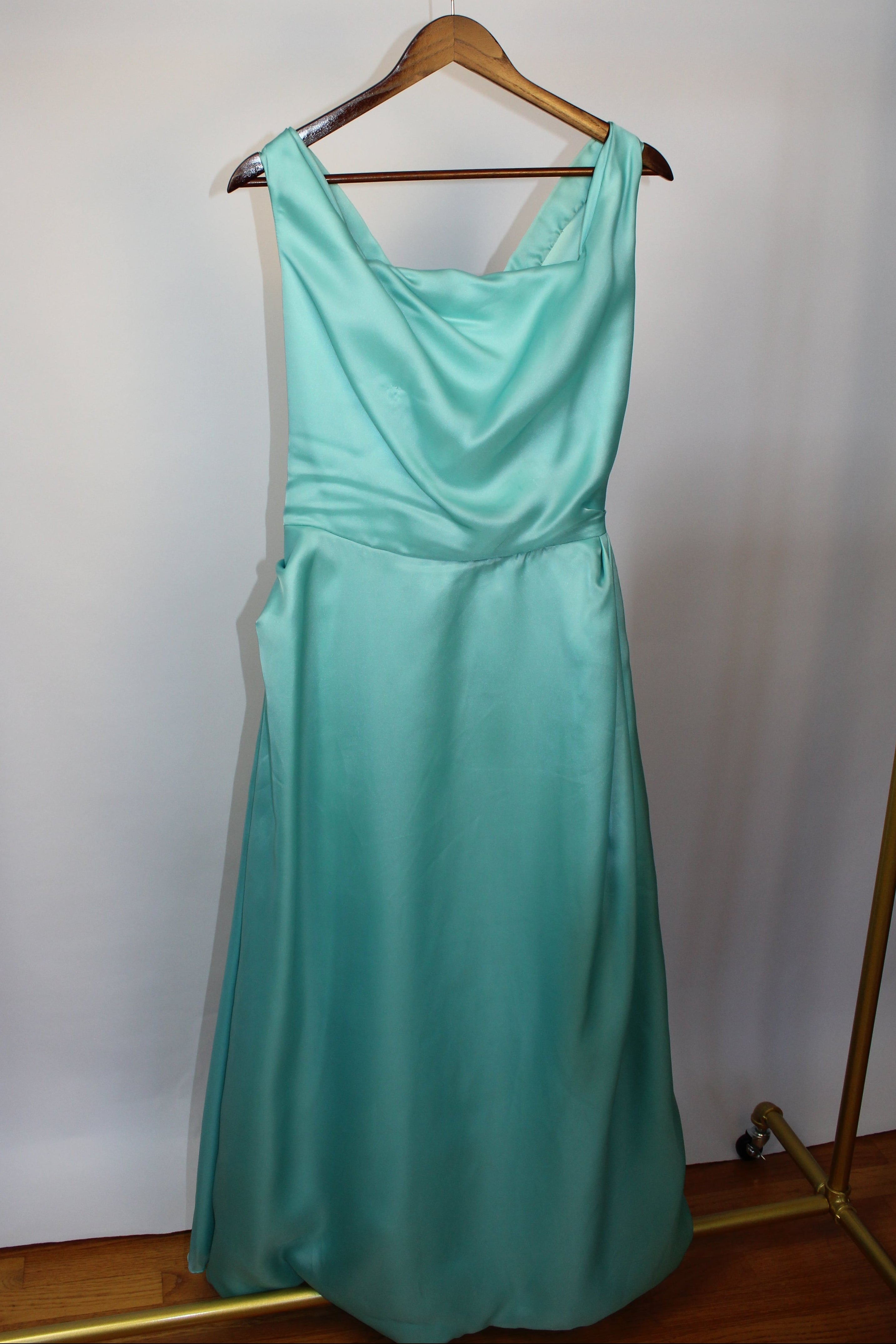 Teal Square Neck Gown