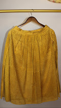 Yellow Suede Midi Skirt