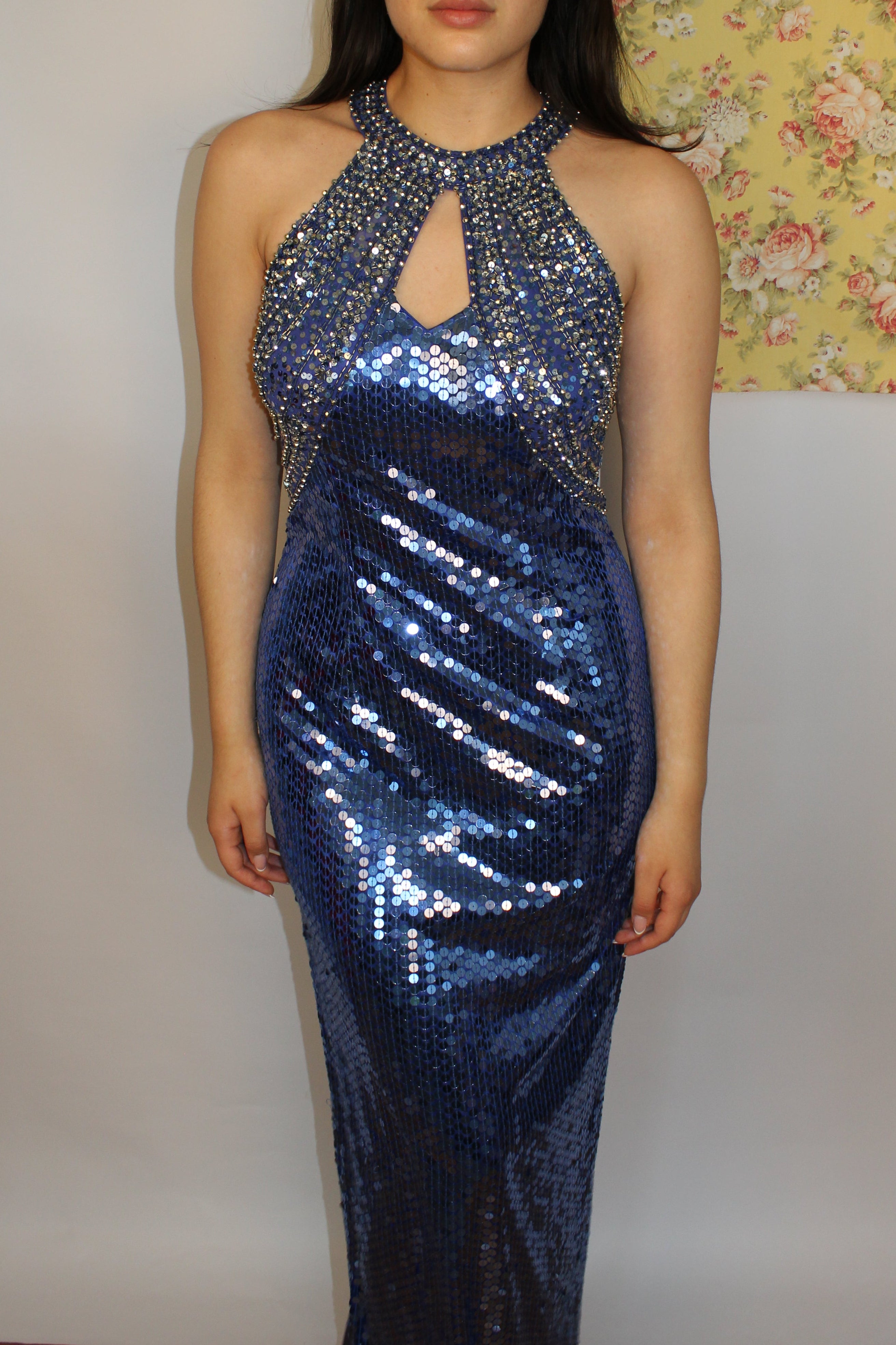 80's Blue Sequin Dress