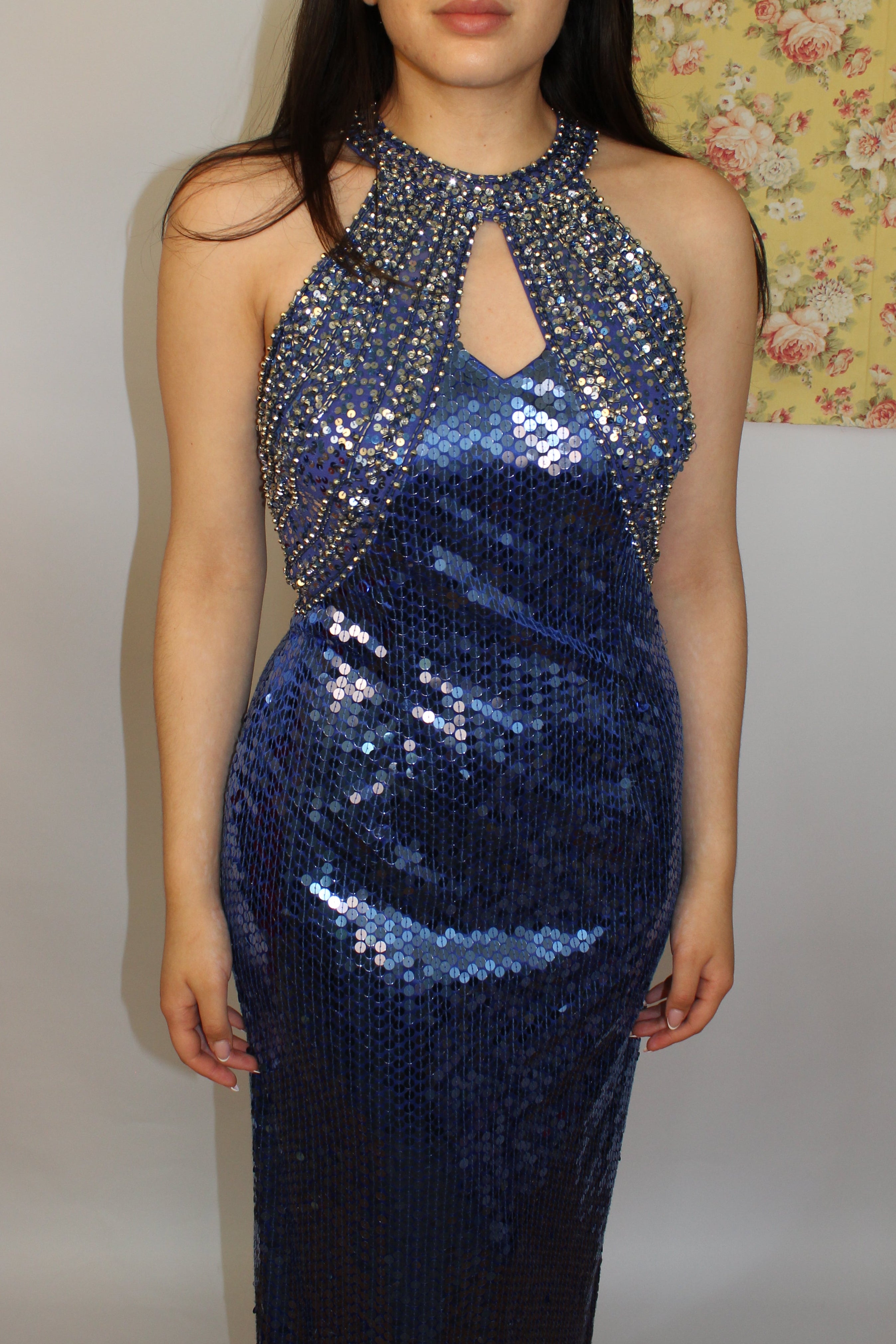 80's Blue Sequin Dress