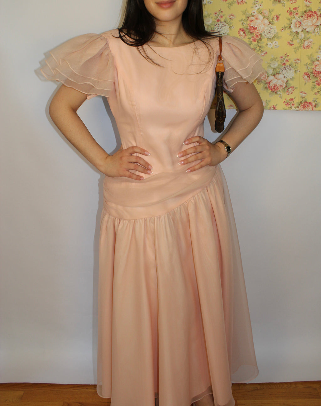 Soft Pink Dress with Drapping