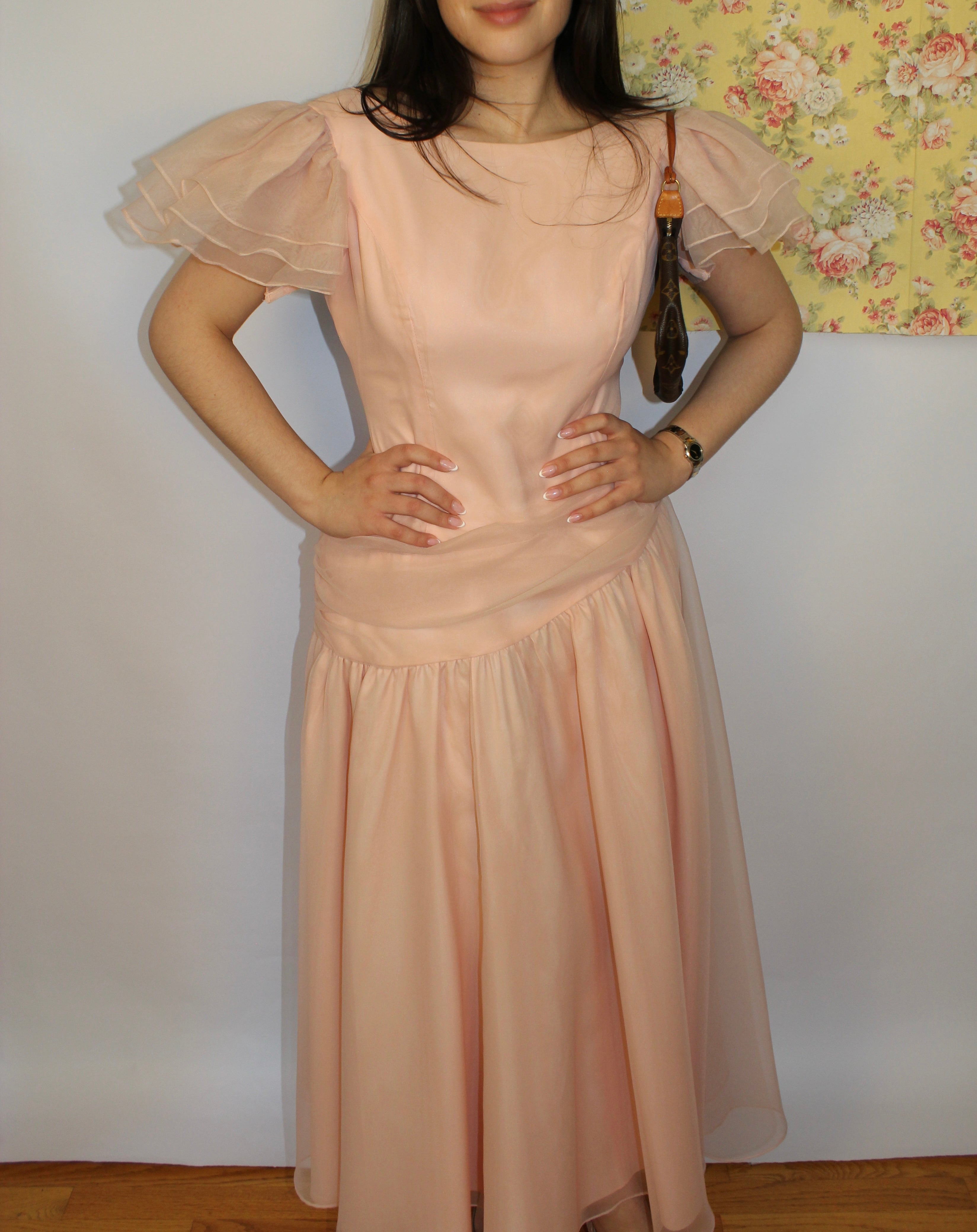 Soft Pink Dress with Drapping