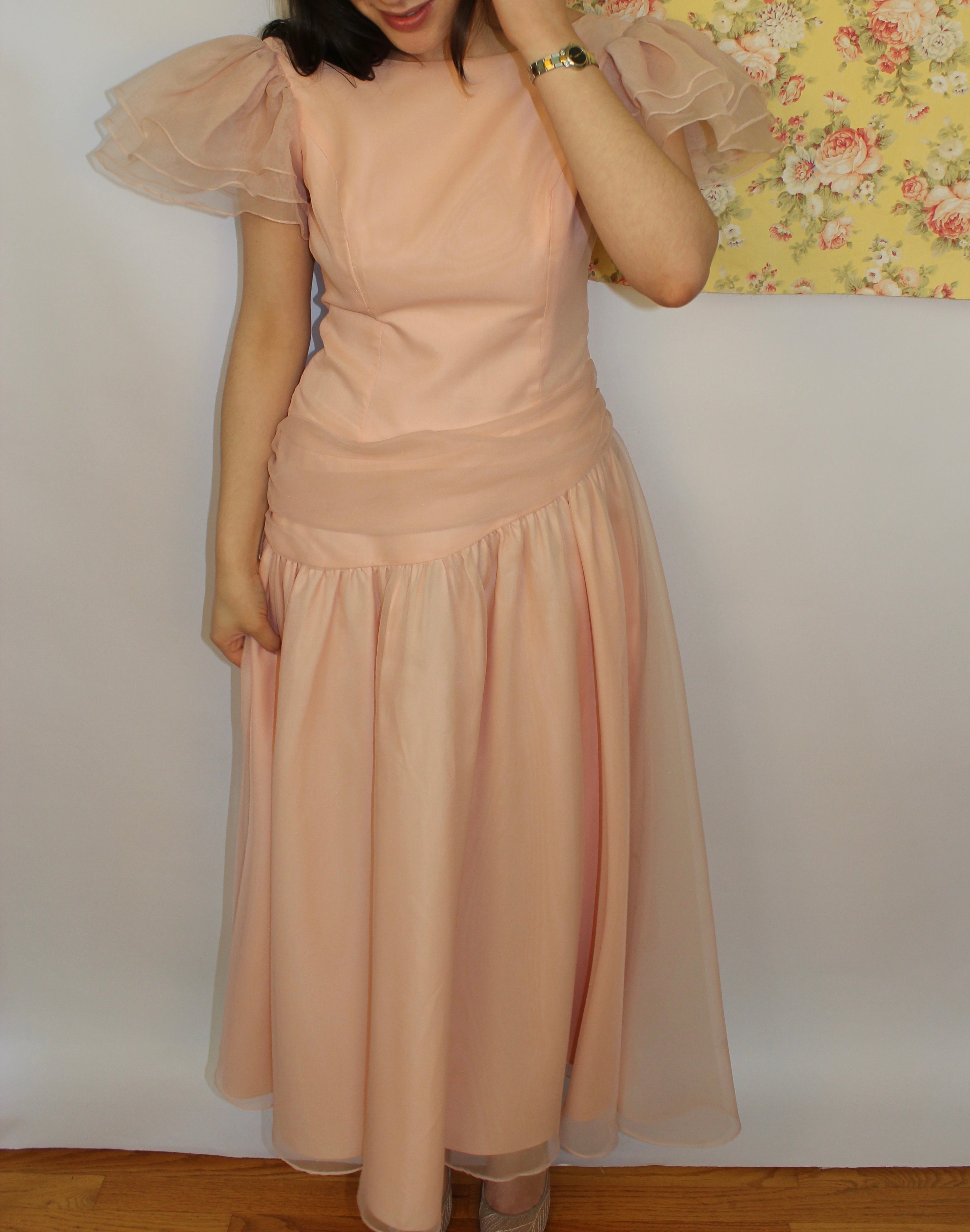 Soft Pink Dress with Drapping