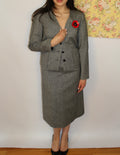 Grey Wool 2-piece Suit Skirt Set
