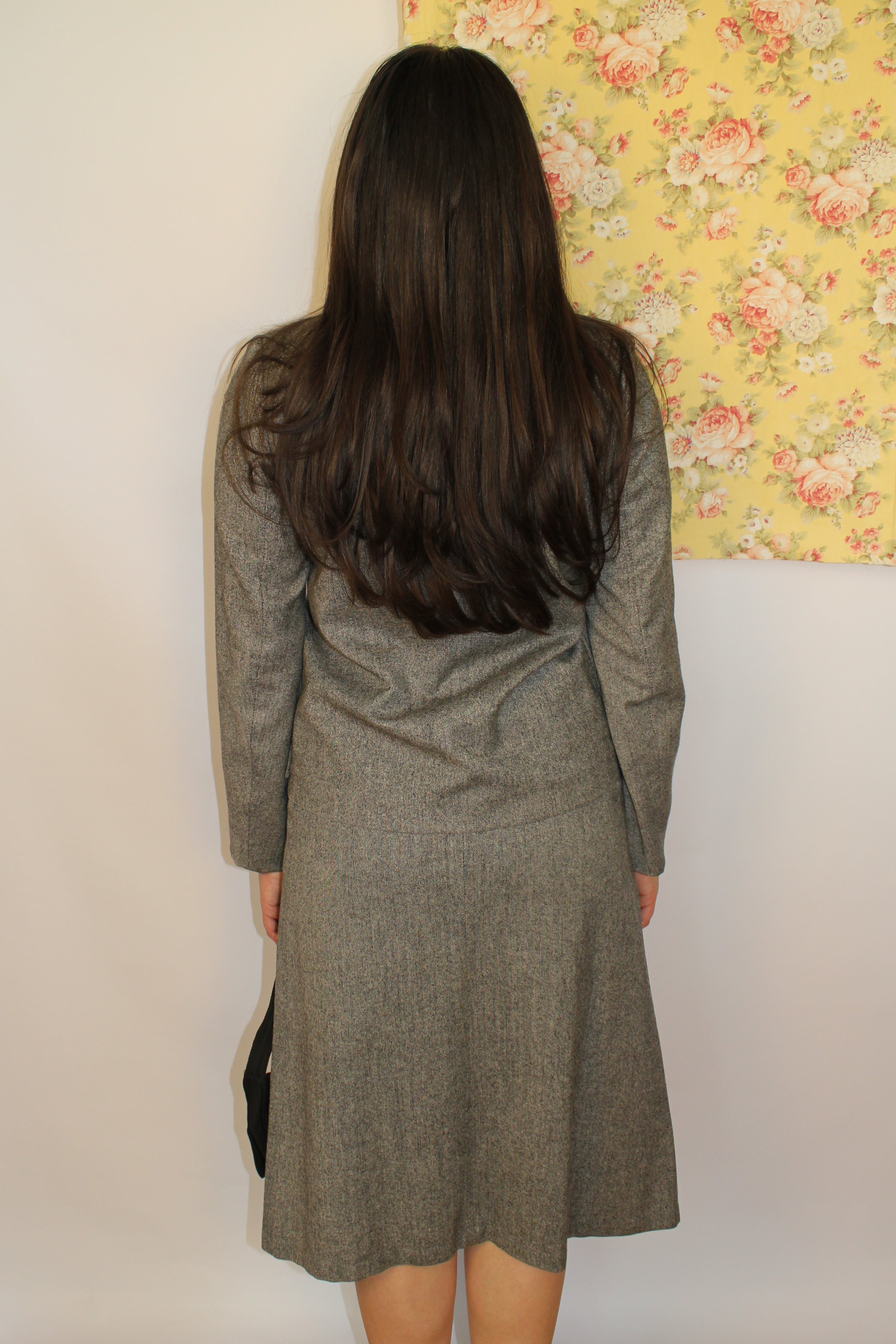 Grey Wool 2-piece Suit Skirt Set