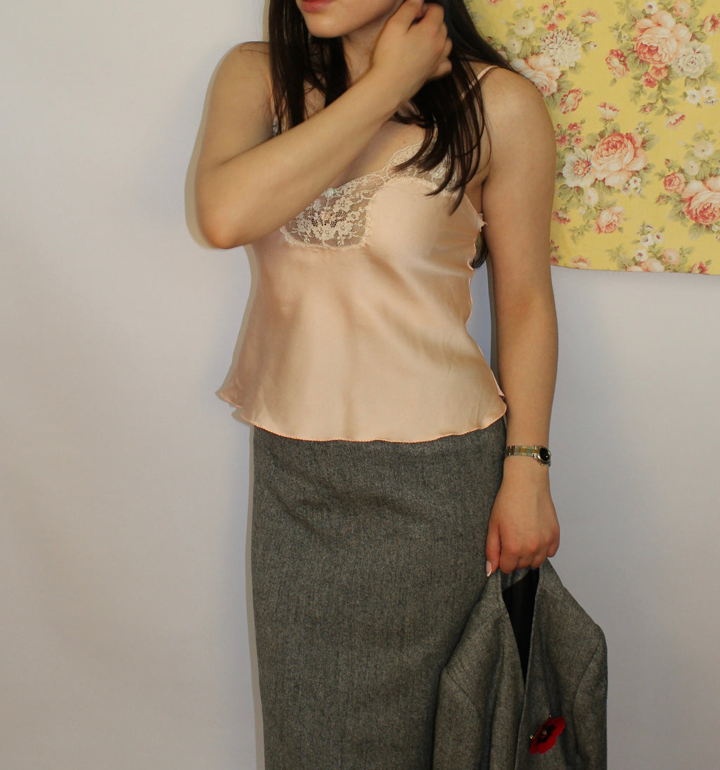 Grey Wool 2-piece Suit Skirt Set