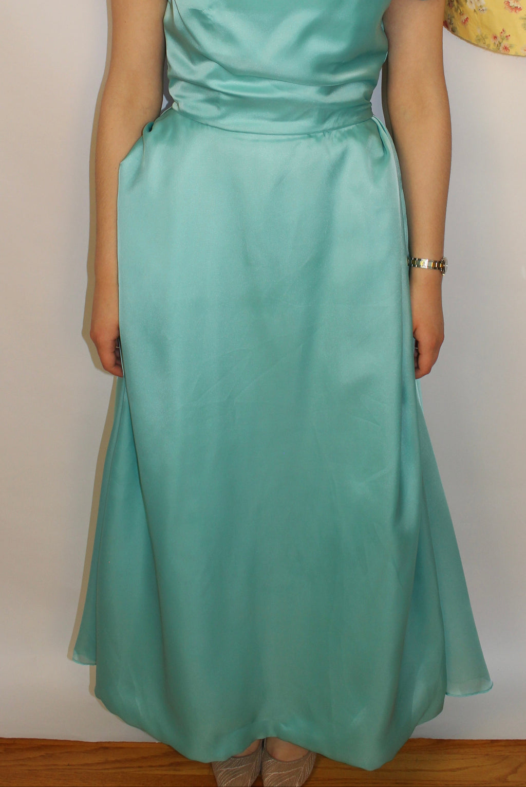 Teal Square Neck Gown