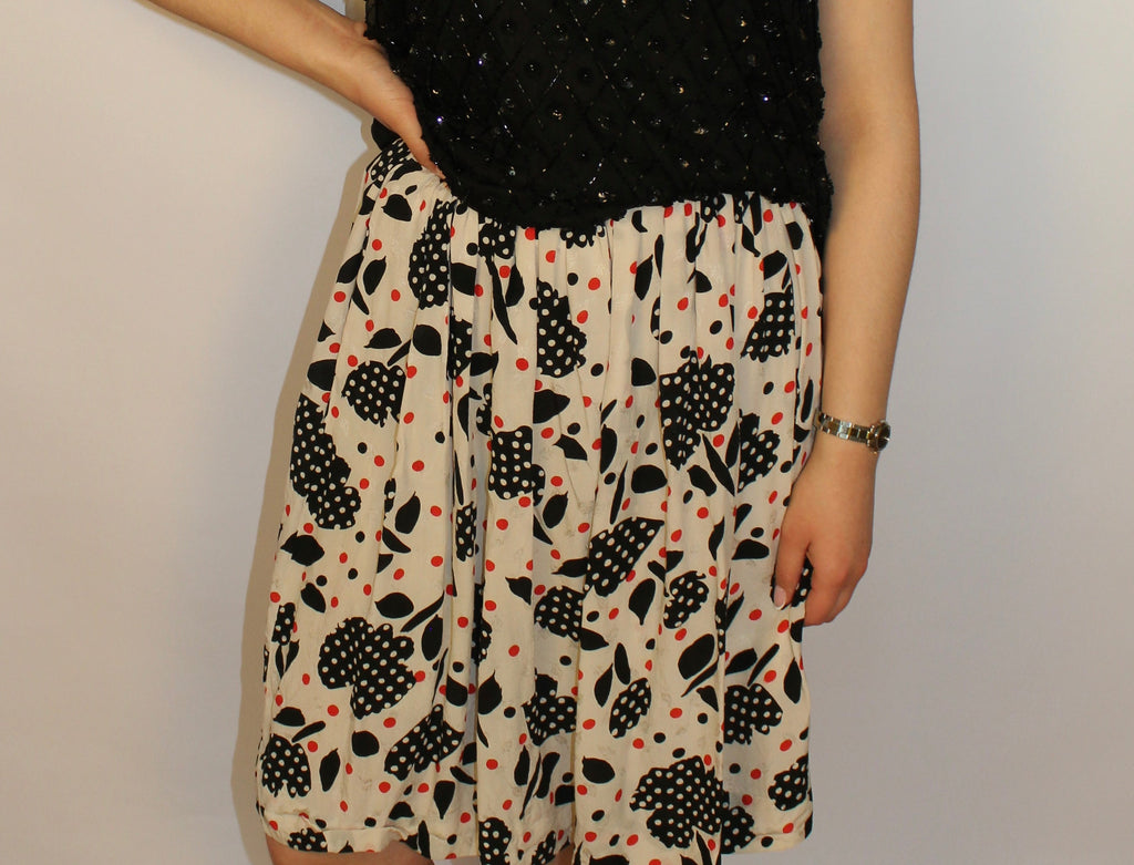 Red & Black Printed Skirt