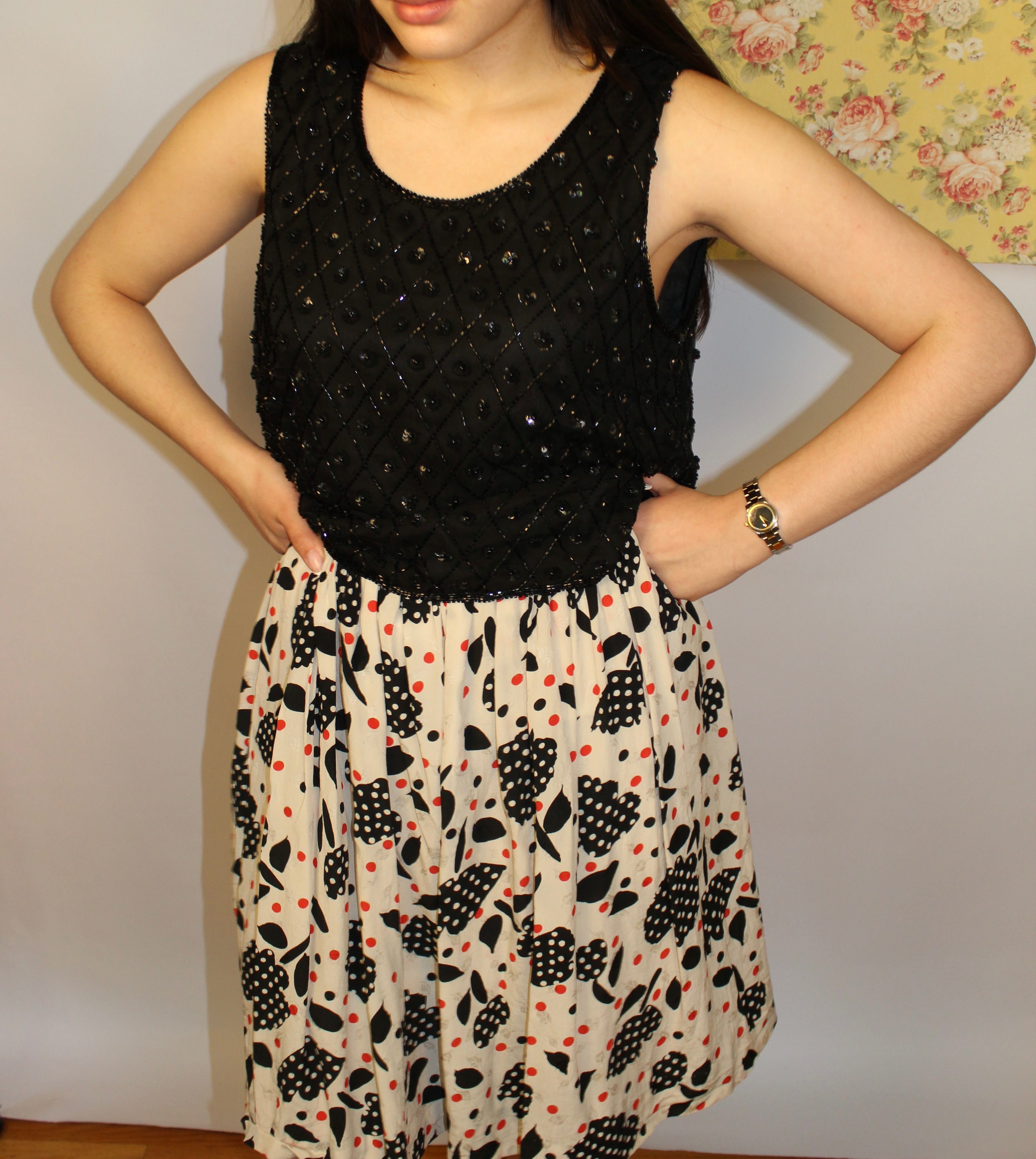 Red & Black Printed Skirt