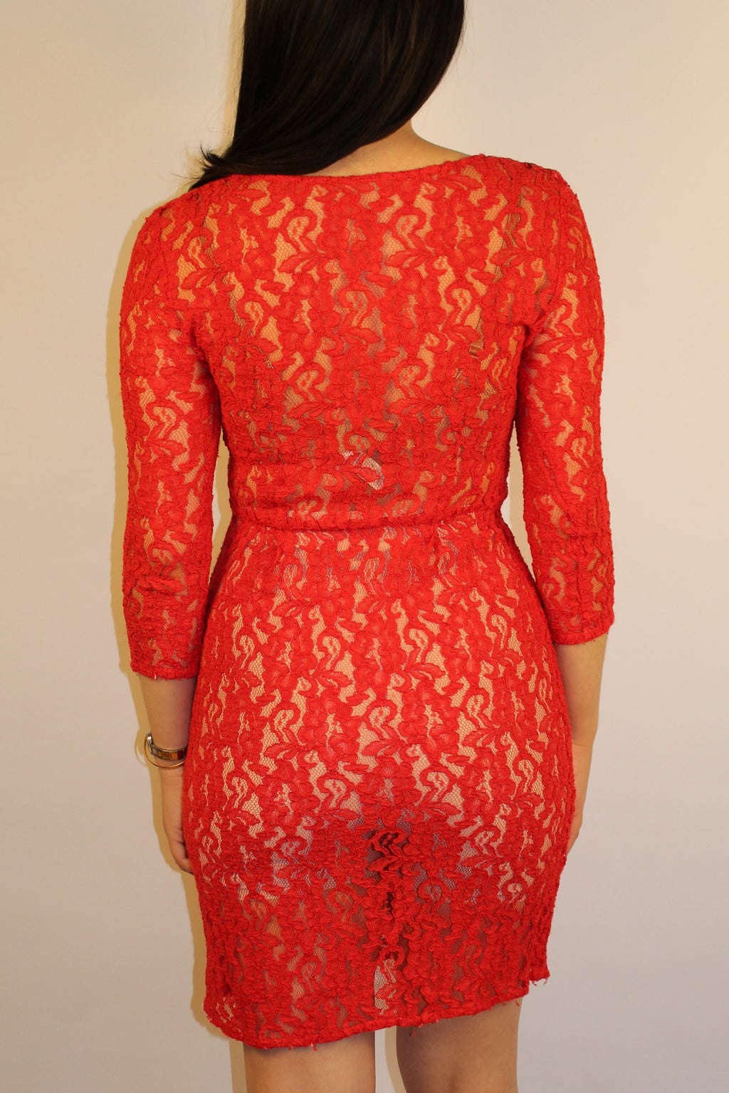 Red Lace Unlined Dress
