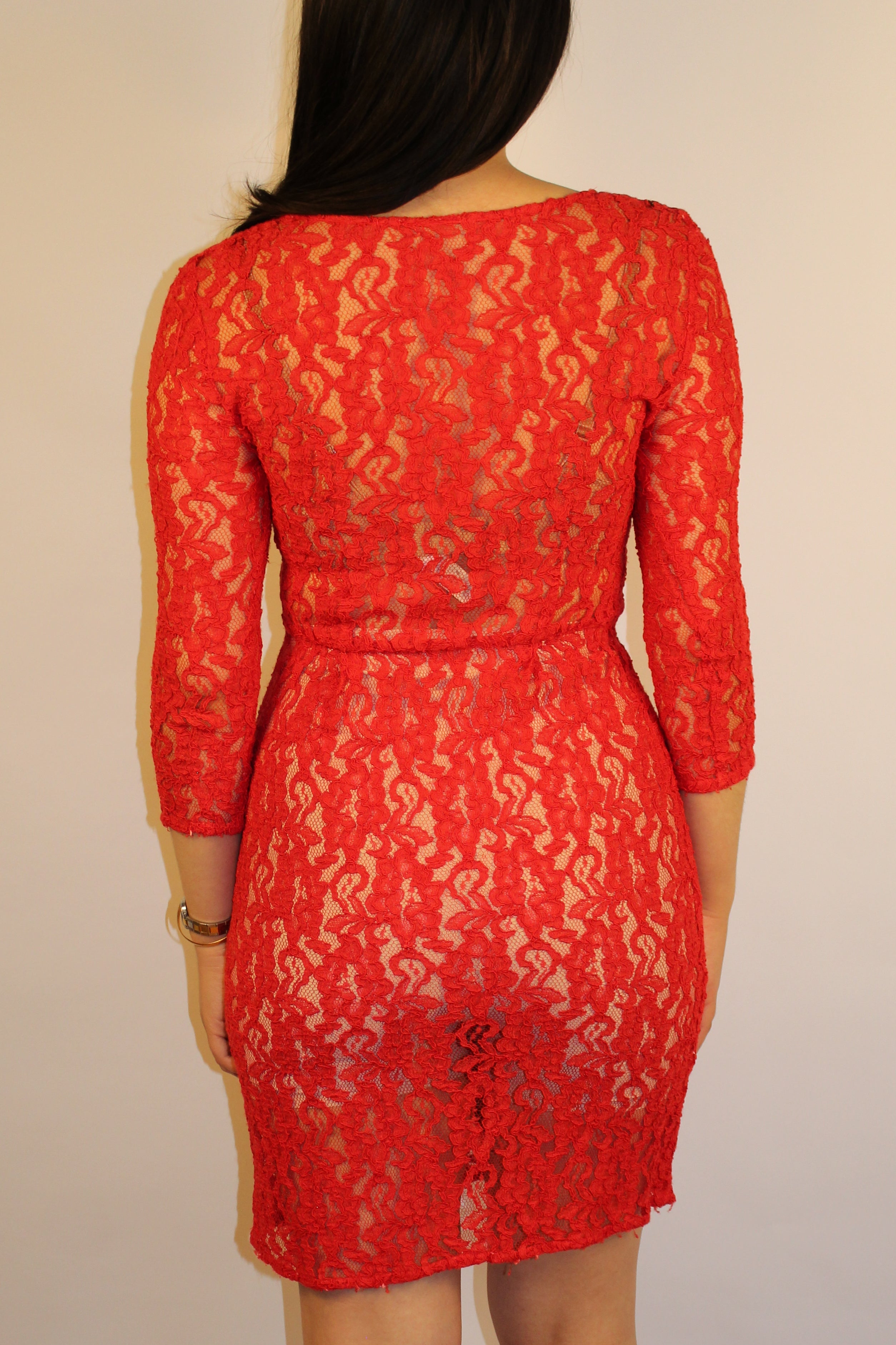 Red Lace Unlined Dress