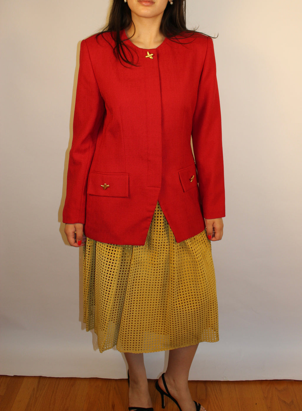 Yellow Suede Midi Skirt