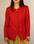 Red Blazer With Gold button Accents