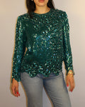 Turquoise Beaded Long-sleeve Top