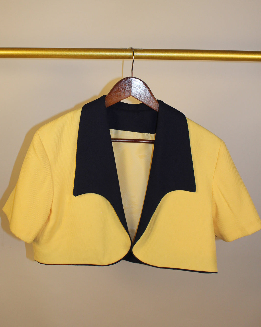 Yellow & Blue Cropped Blazer