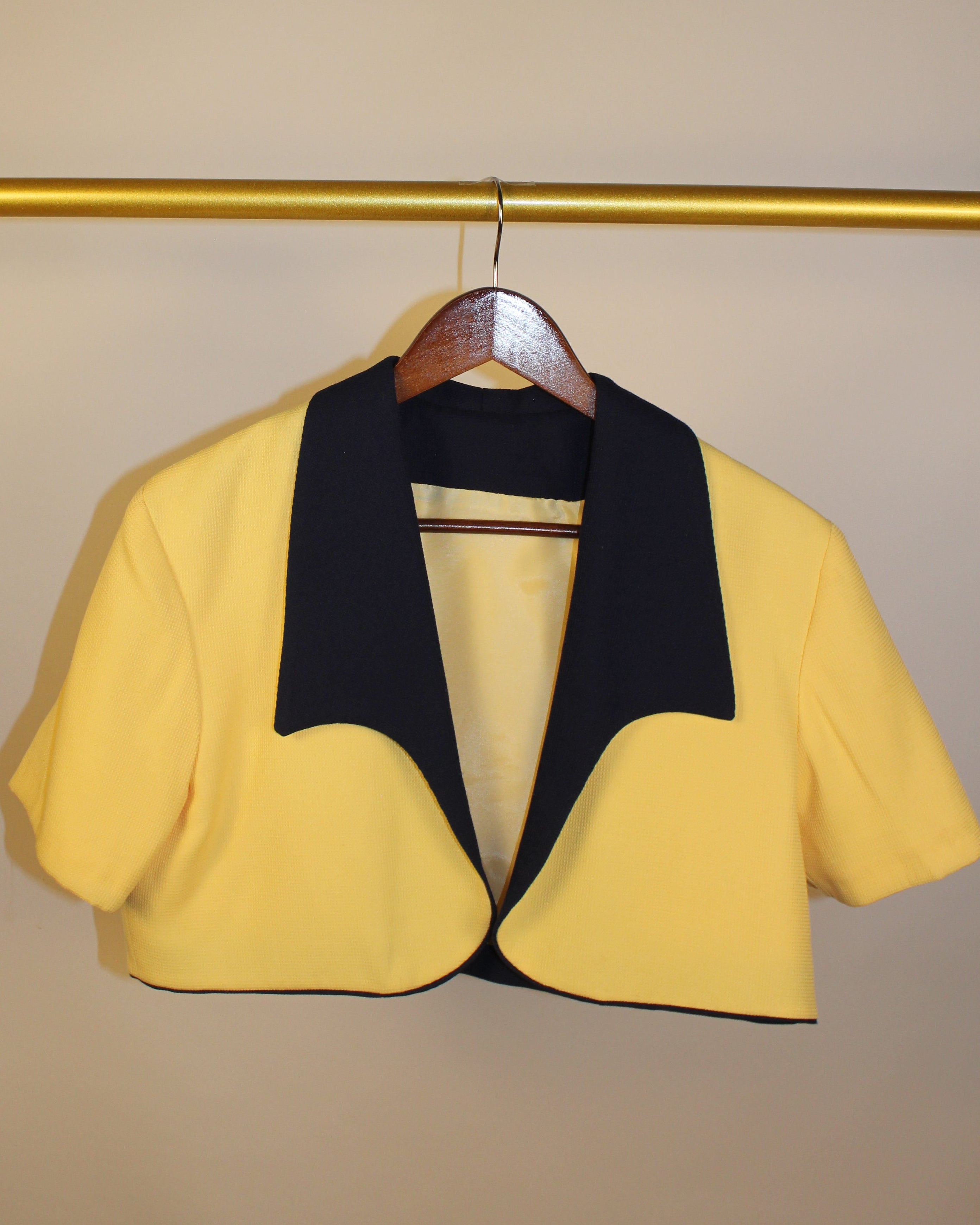 Yellow & Blue Cropped Blazer