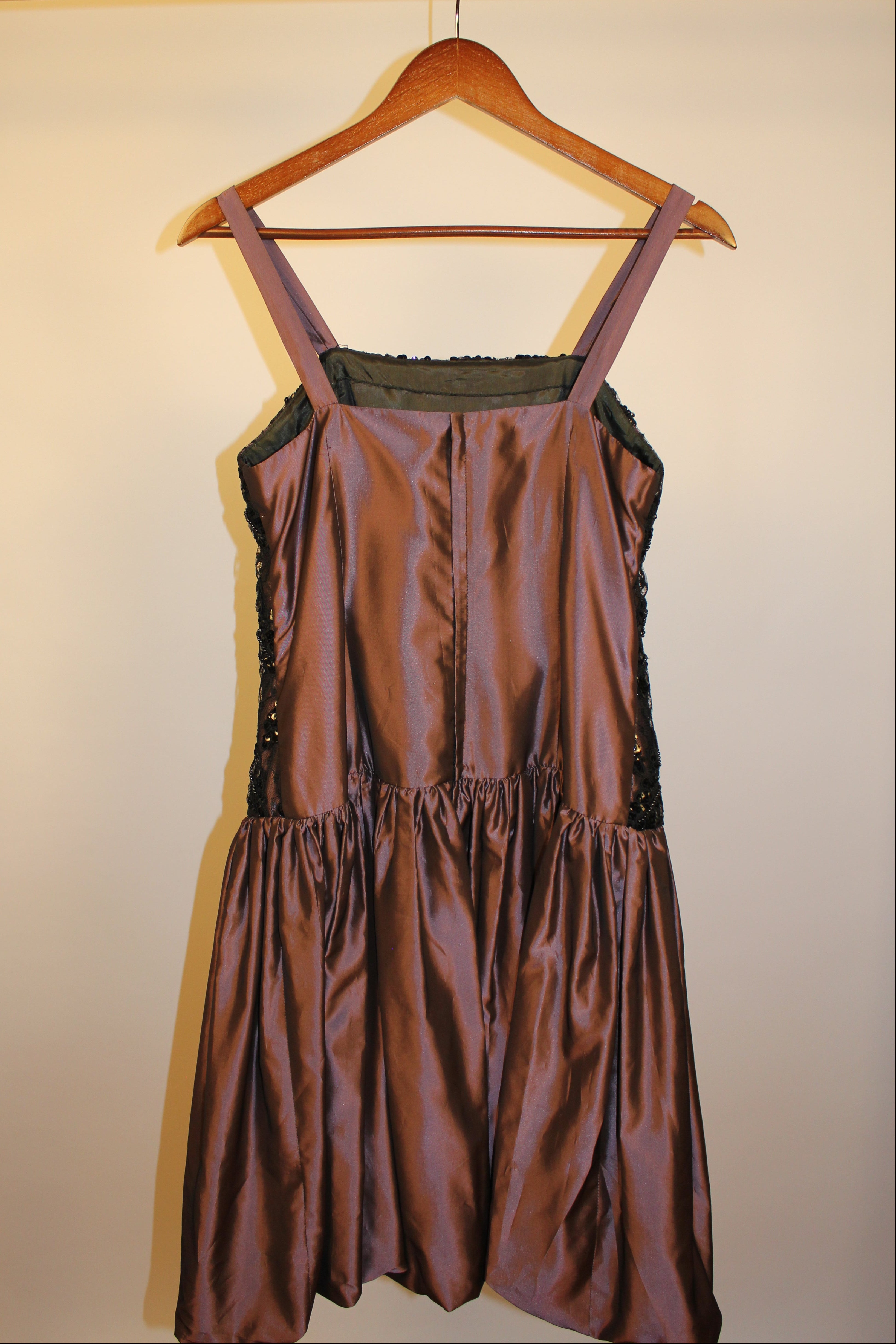 Black & Plum Beaded Knee-Length Dress