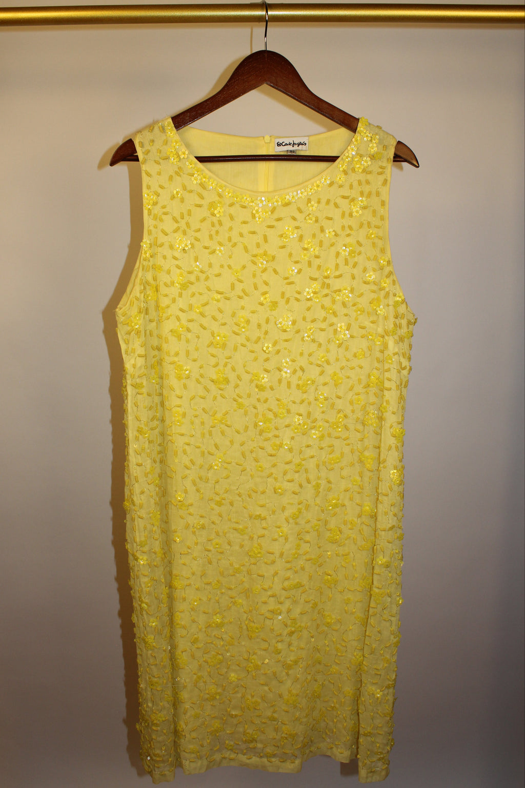 Yellow Beaded Shift Dress