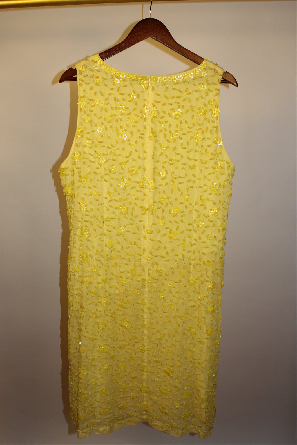Yellow Beaded Shift Dress