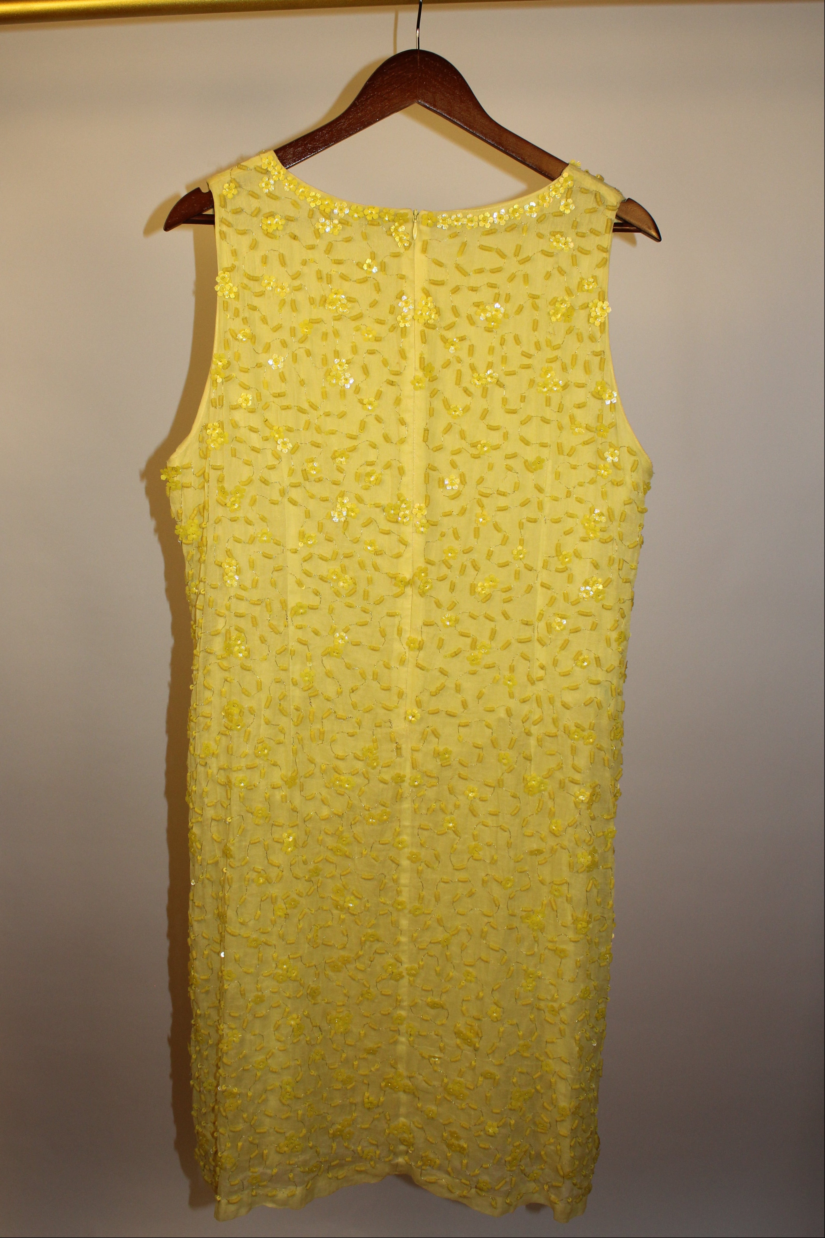 Yellow Beaded Shift Dress