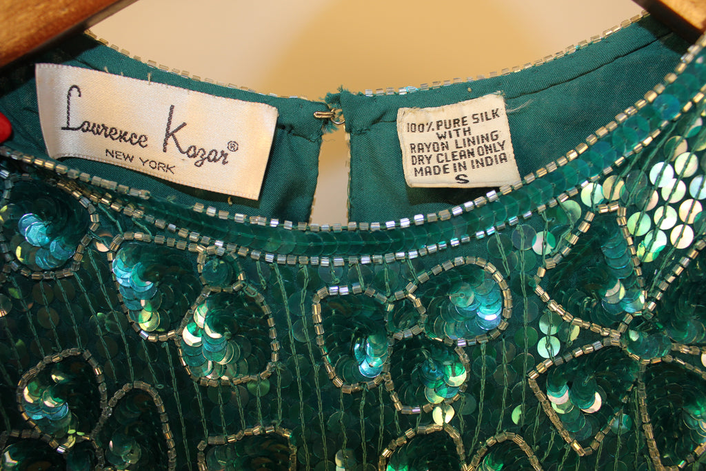 Turquoise Beaded Long-sleeve Top