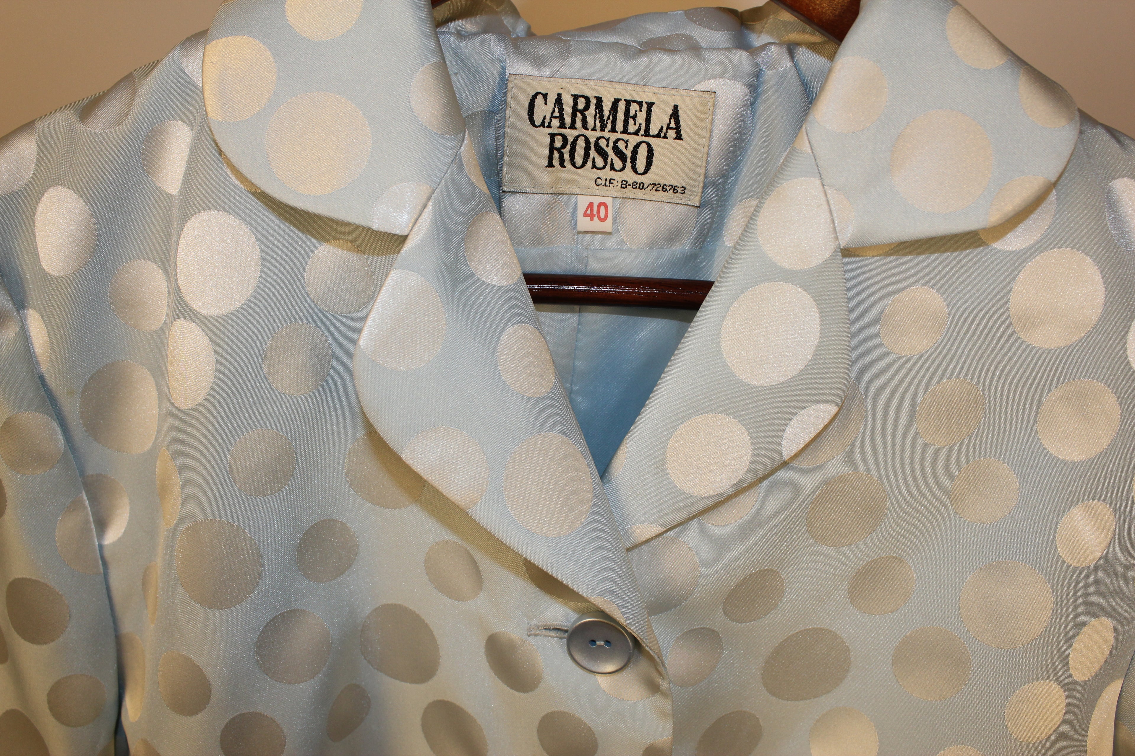 Light Blue Polka-Dot Mini Skirt Suit Set