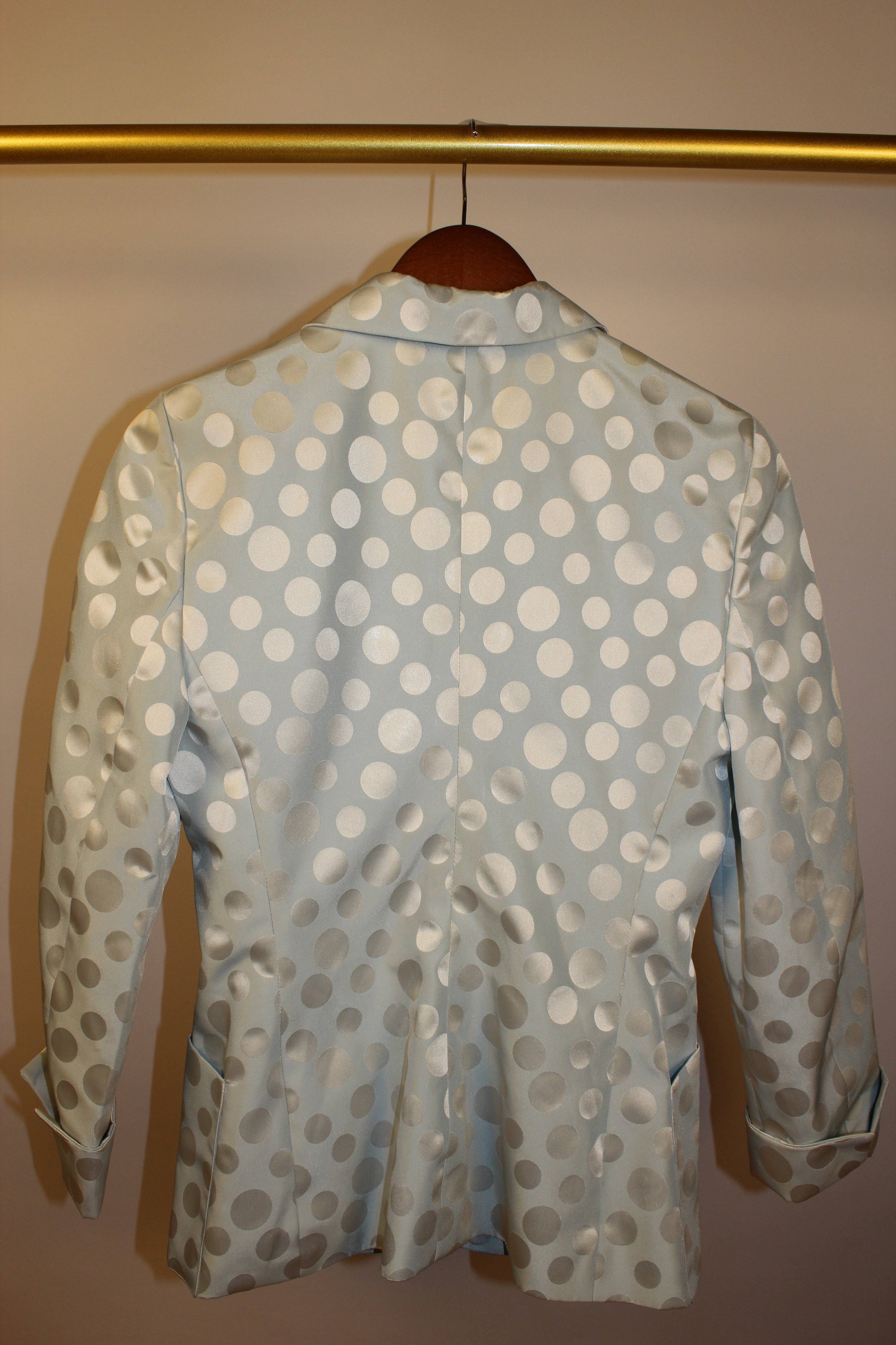 Light Blue Polka-Dot Mini Skirt Suit Set