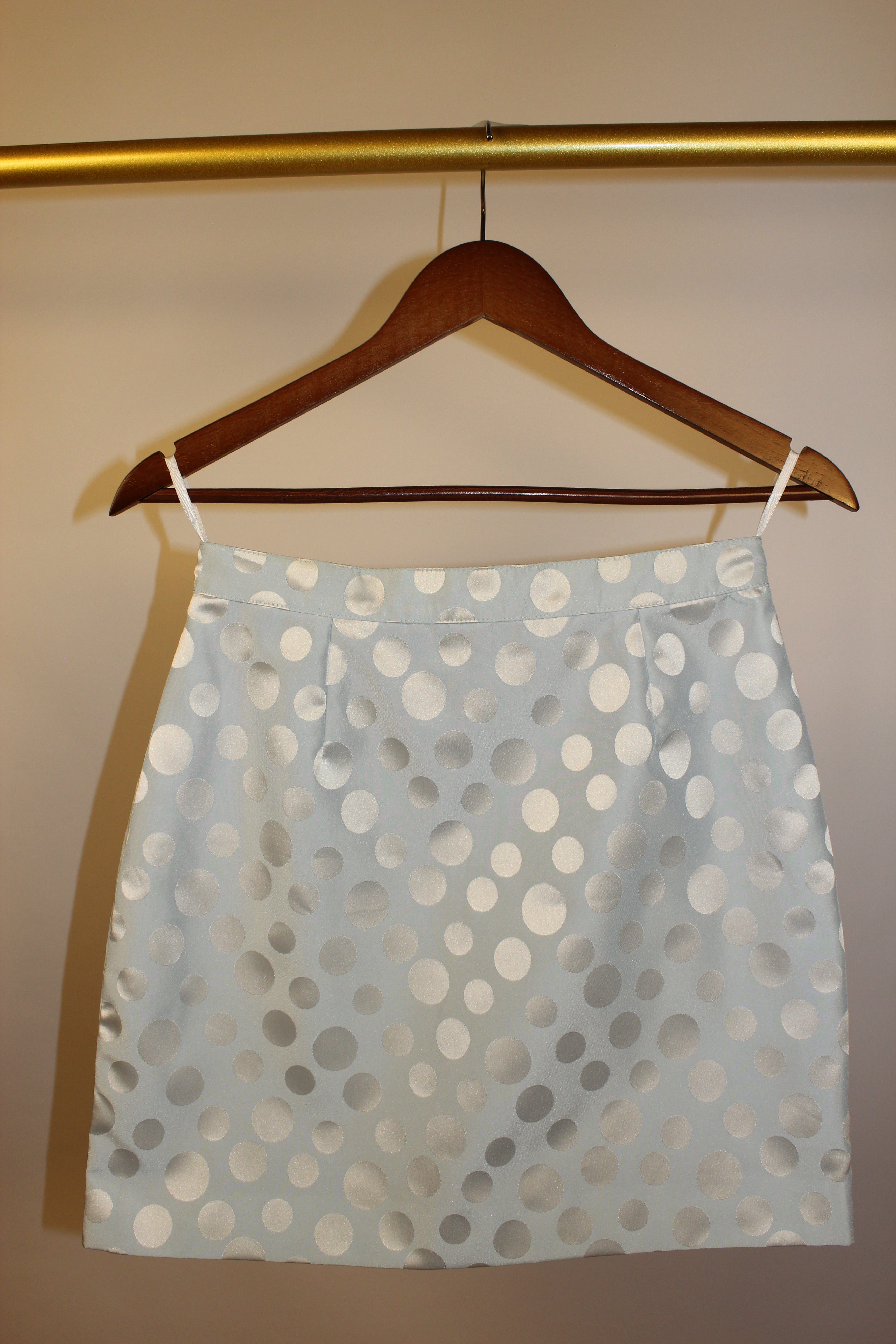 Light Blue Polka-Dot Mini Skirt Suit Set