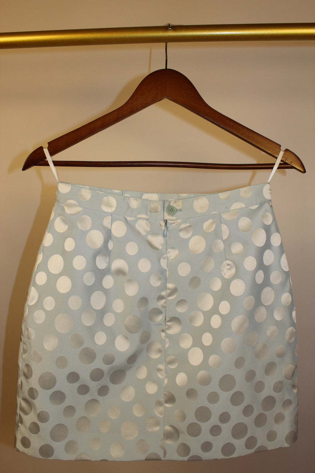 Light Blue Polka-Dot Mini Skirt Suit Set