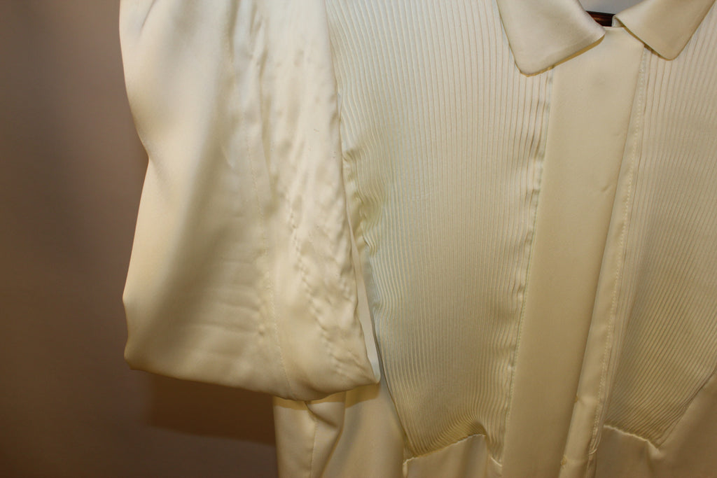 Cream Satin Long Sleeve Blouse