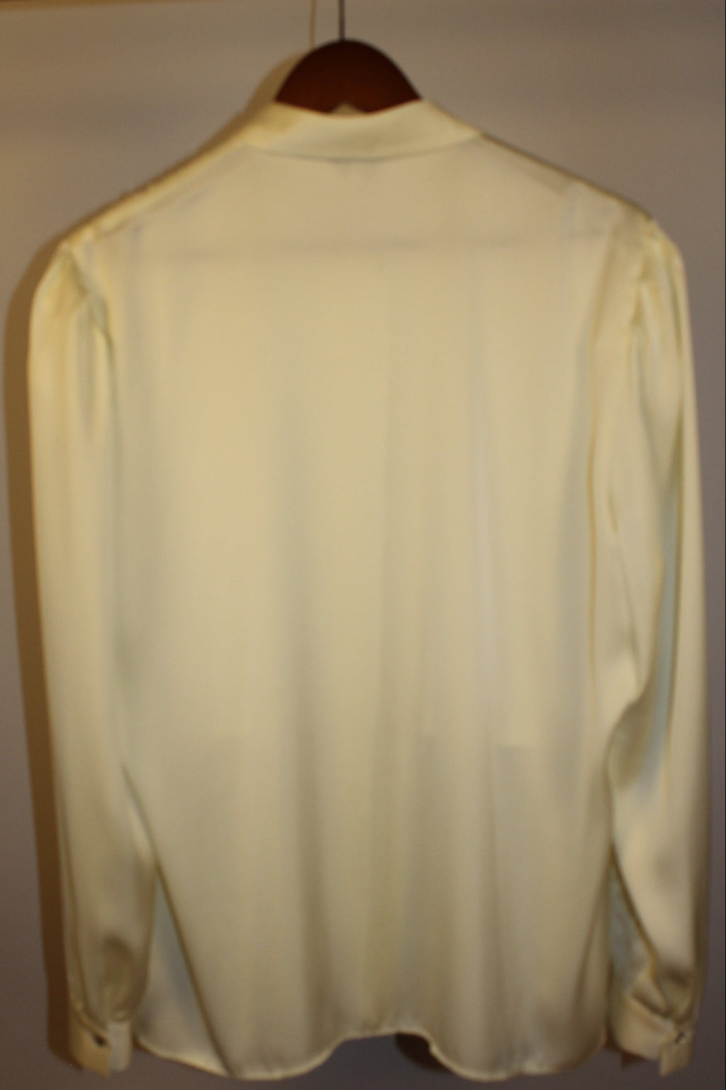 Cream Satin Long Sleeve Blouse