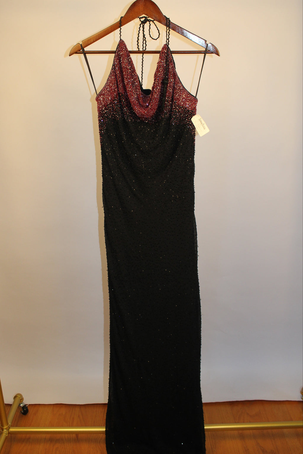 Black Floor Length Beaded Gown