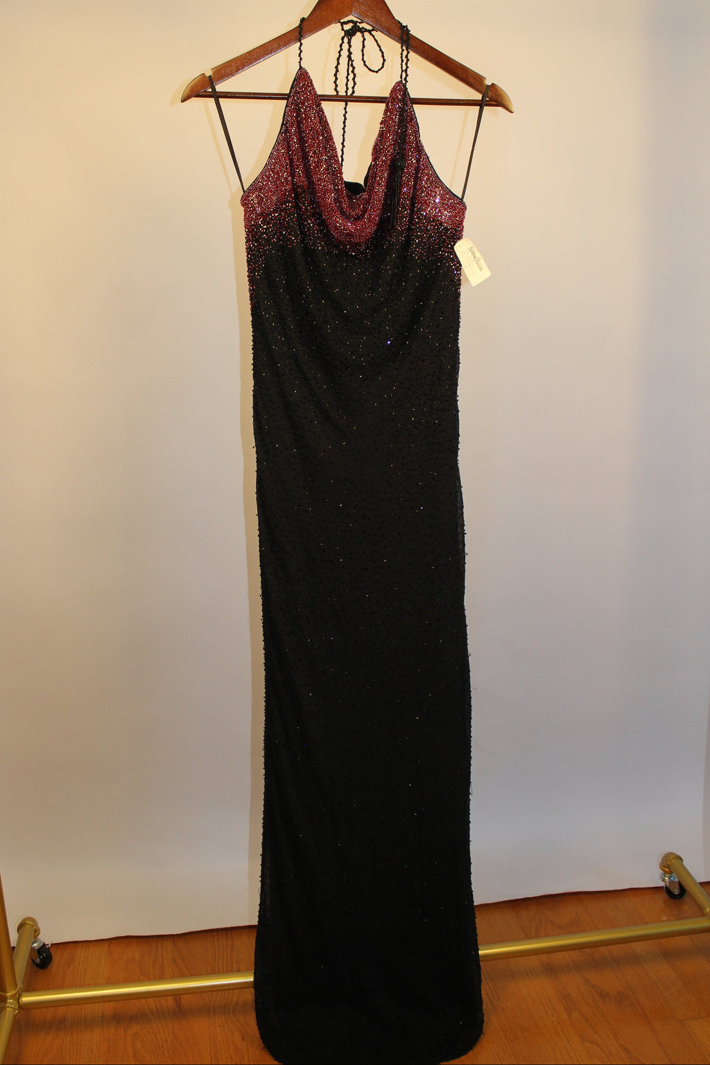 Black Floor Length Beaded Gown