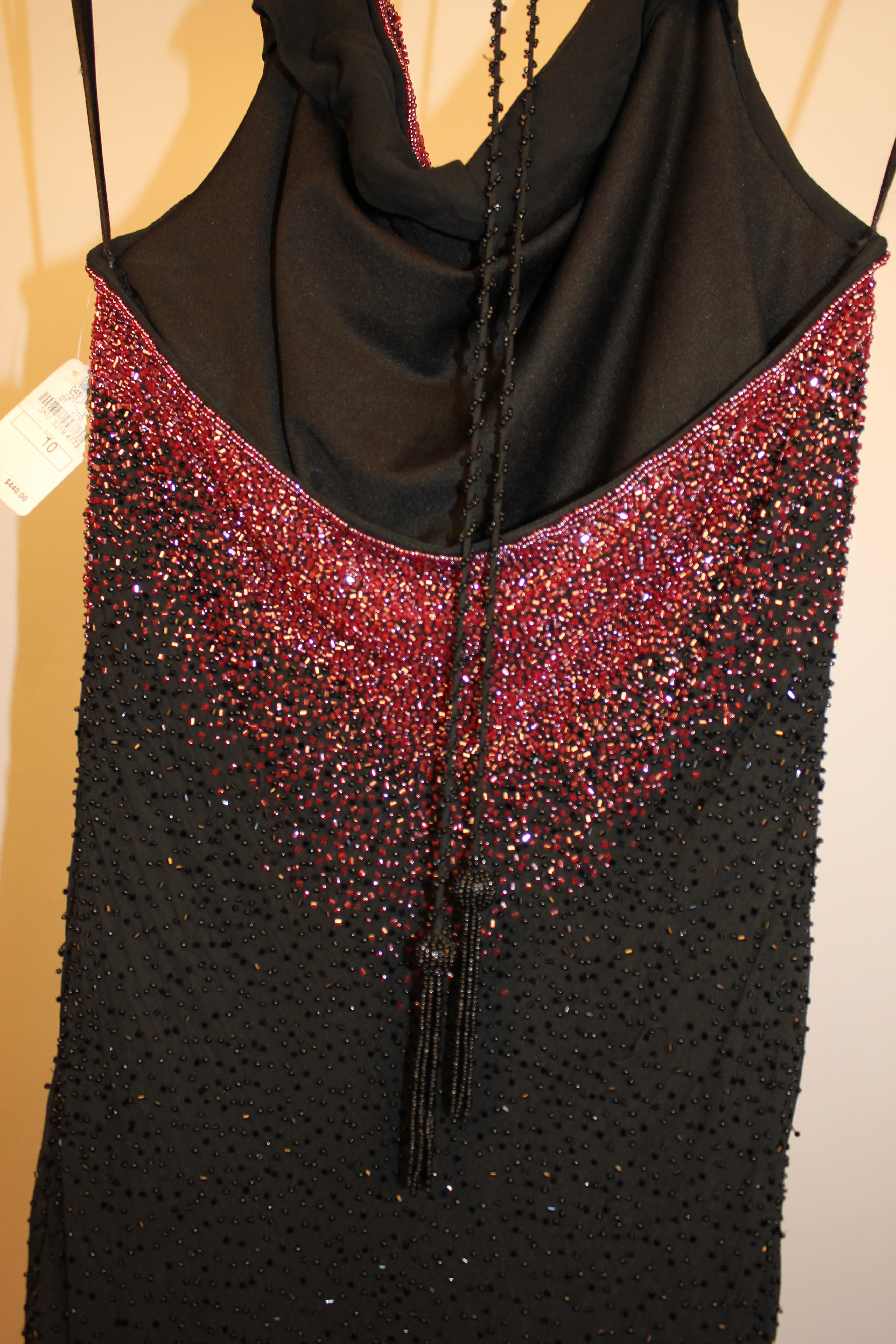 Black Floor Length Beaded Gown