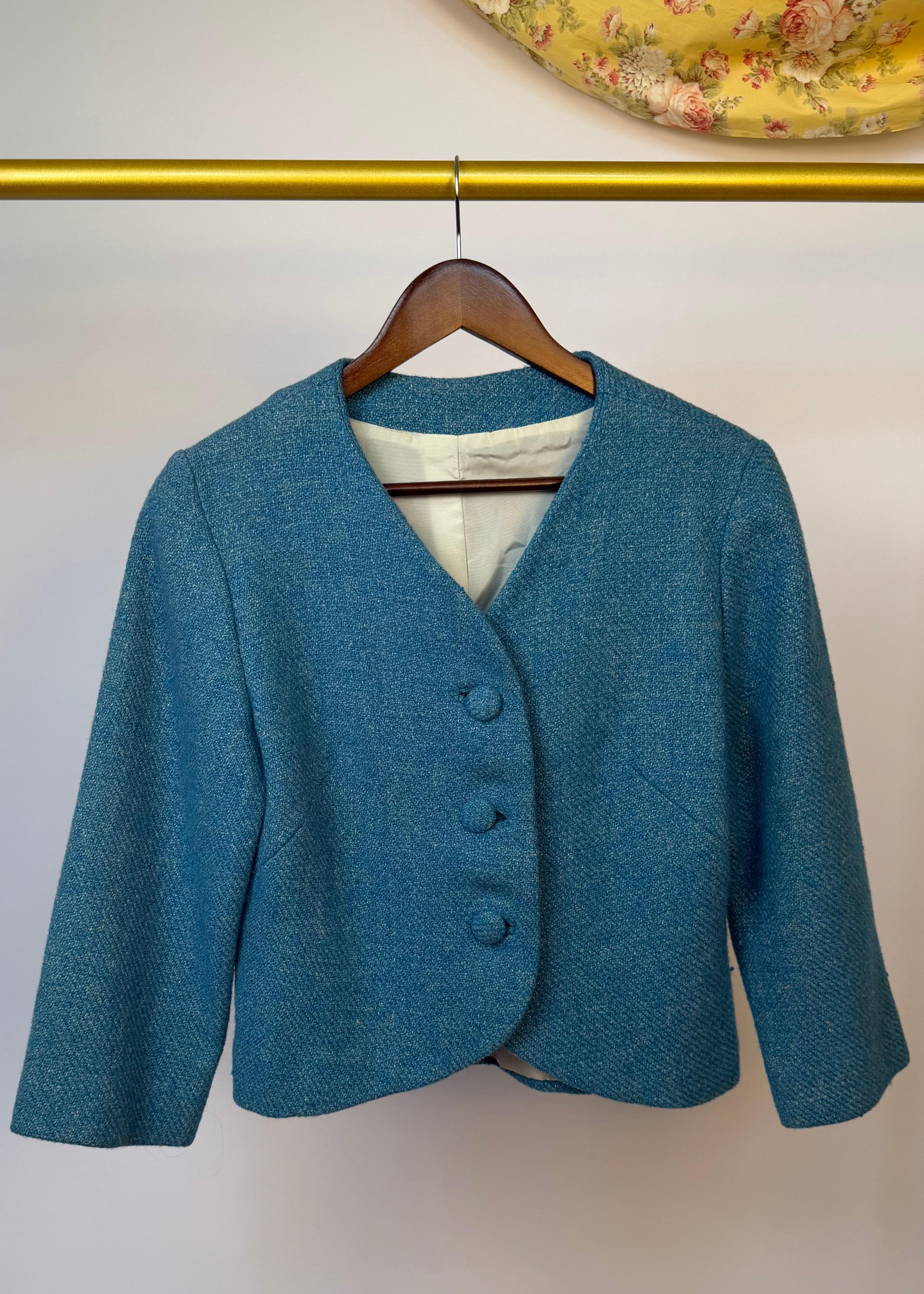 Blue Wool Cropped Blazer
