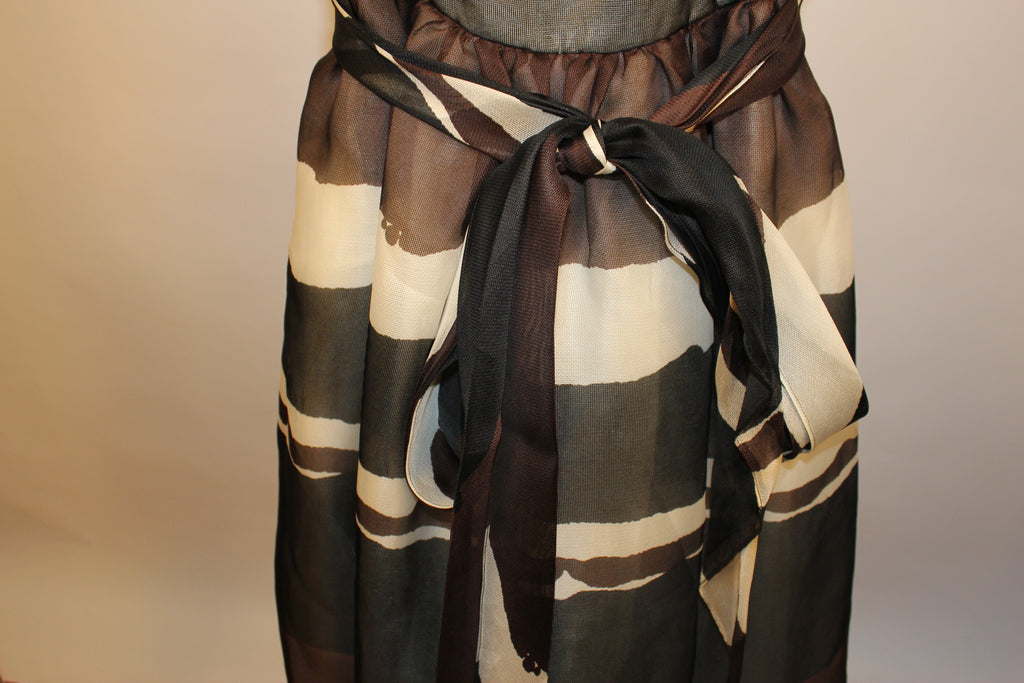 Striped Full-Length 100% Silk Dress