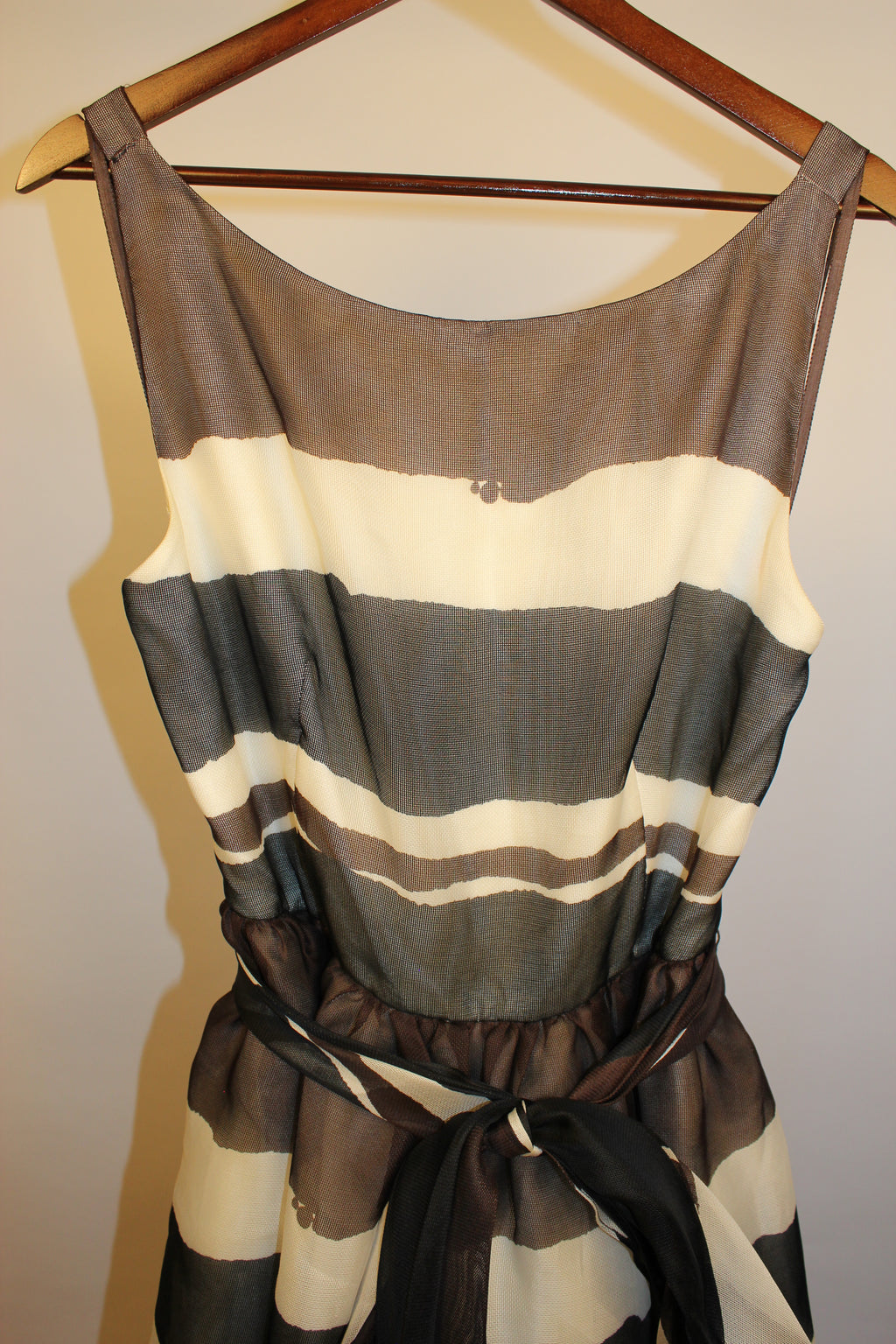 Striped Full-Length 100% Silk Dress