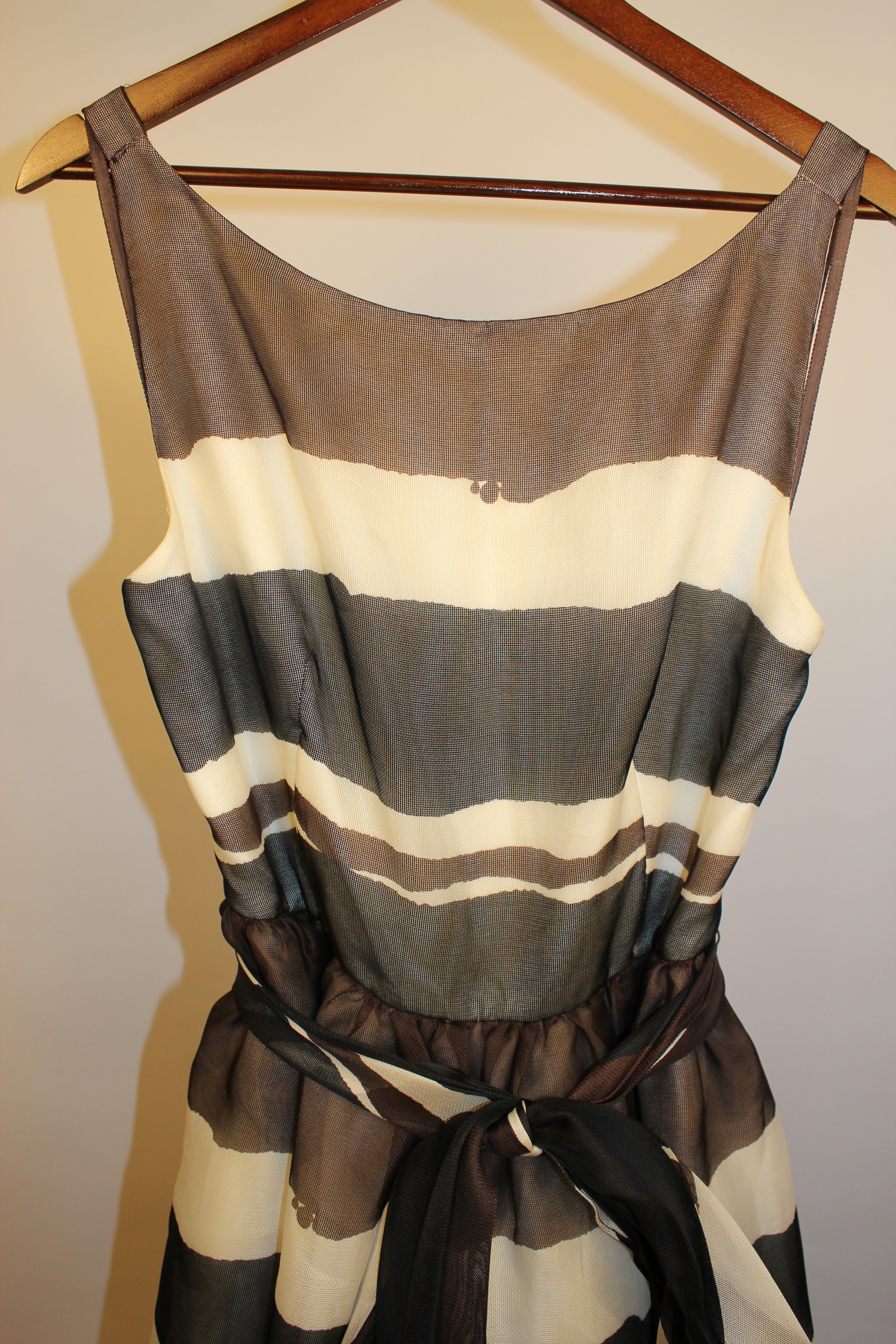 Striped Full-Length 100% Silk Dress